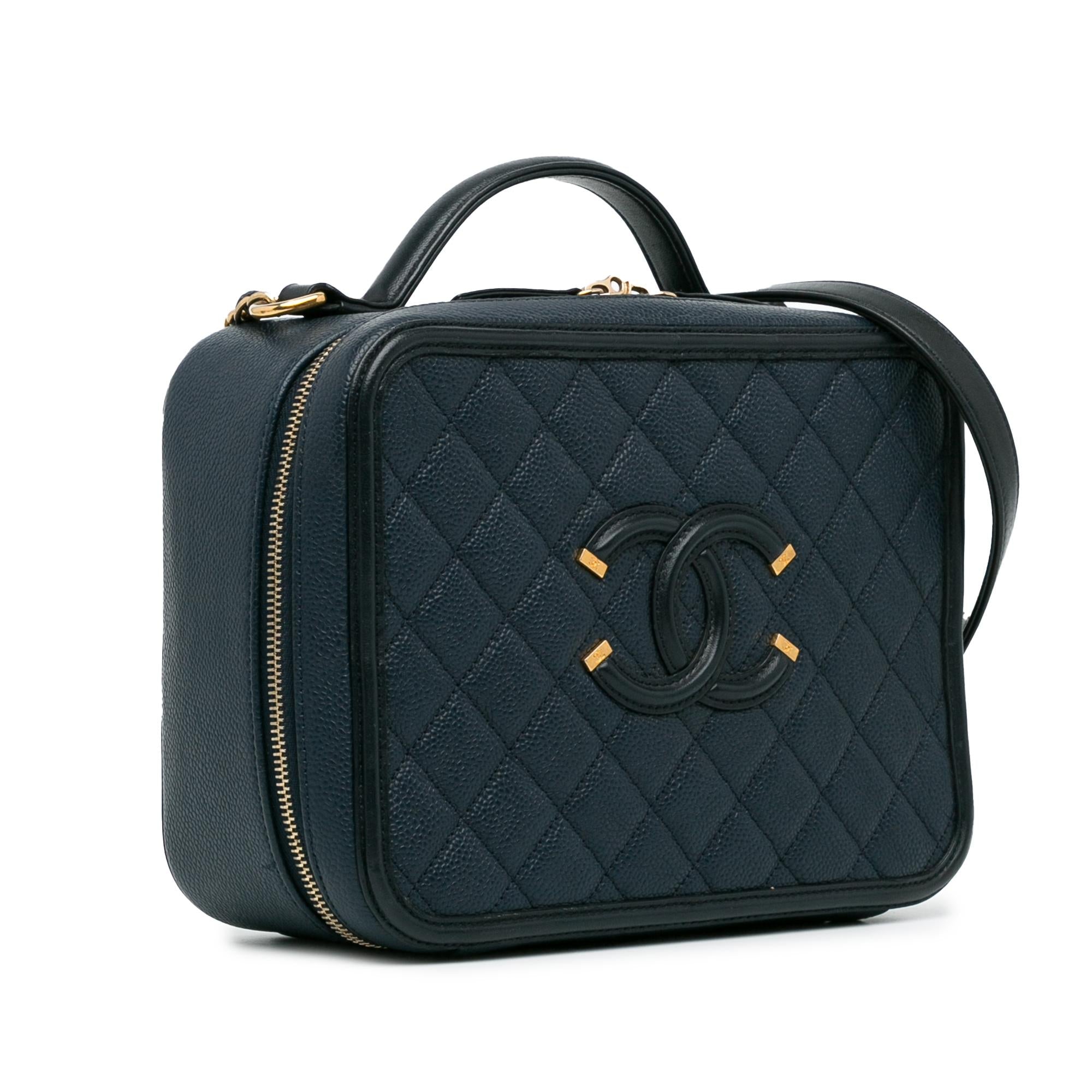 Chanel Large Caviar CC Filigree Vanity Case (SHG-JUihwi)