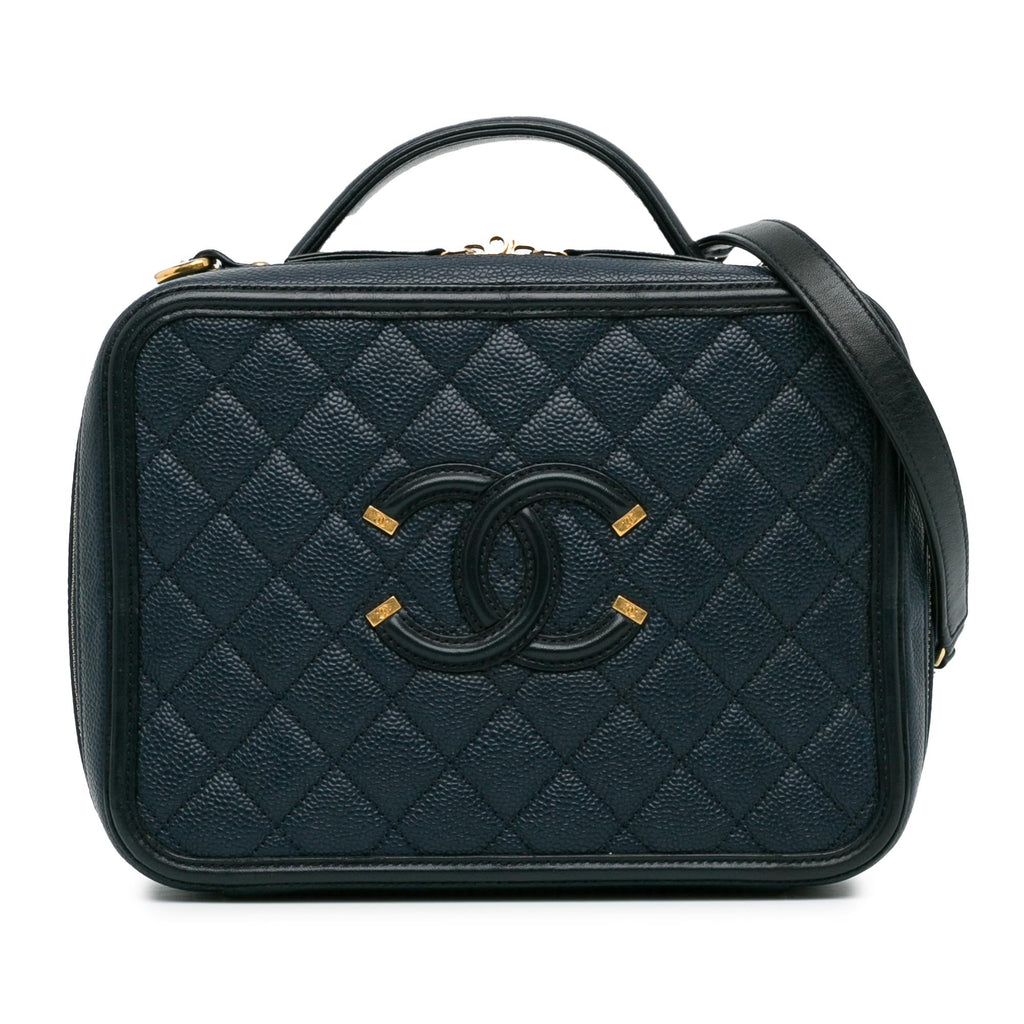 Chanel Large Caviar CC Filigree Vanity Case (SHG-JUihwi)