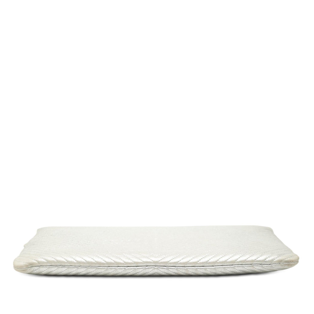 Chanel Large Chevron Metallic Calfskin O Case Clutch