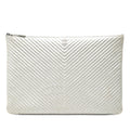Chanel Large Chevron Metallic Calfskin O Case Clutch