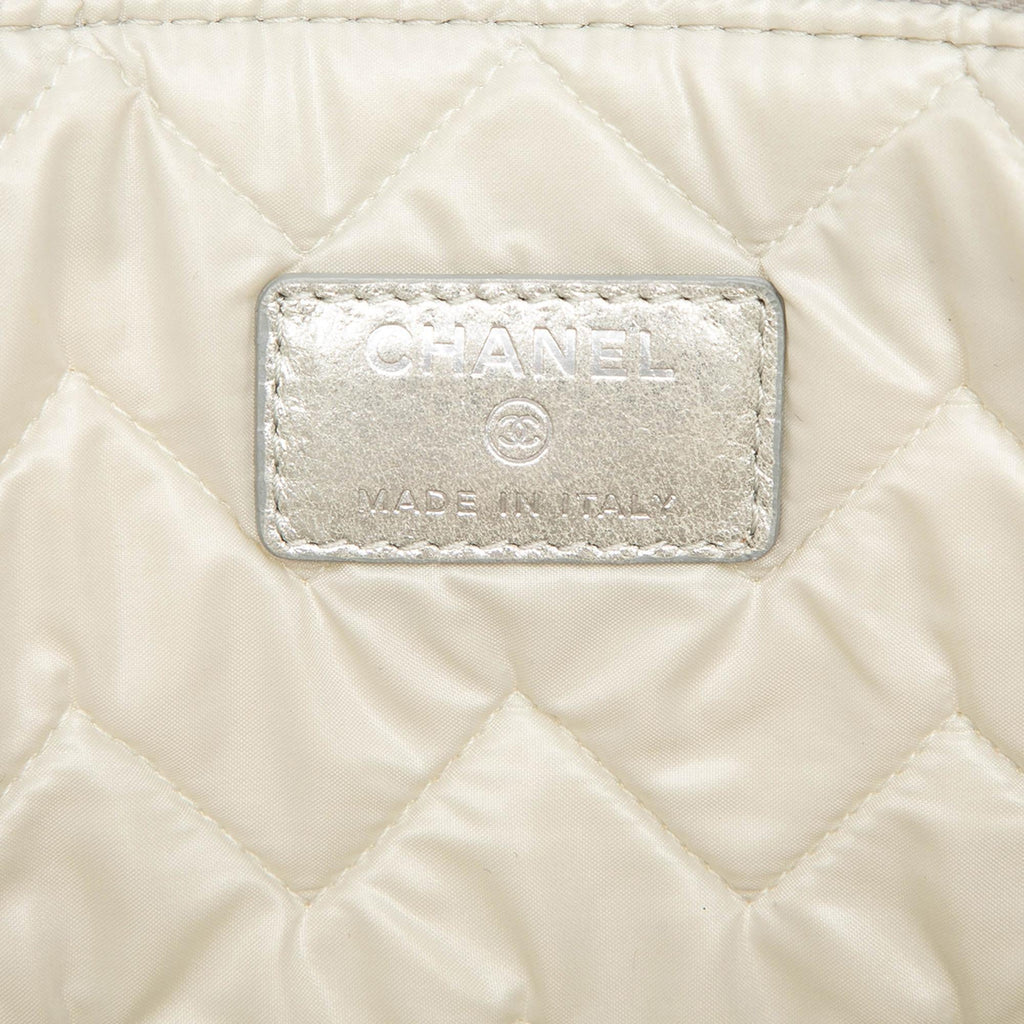 Chanel Large Chevron Metallic Calfskin O Case Clutch
