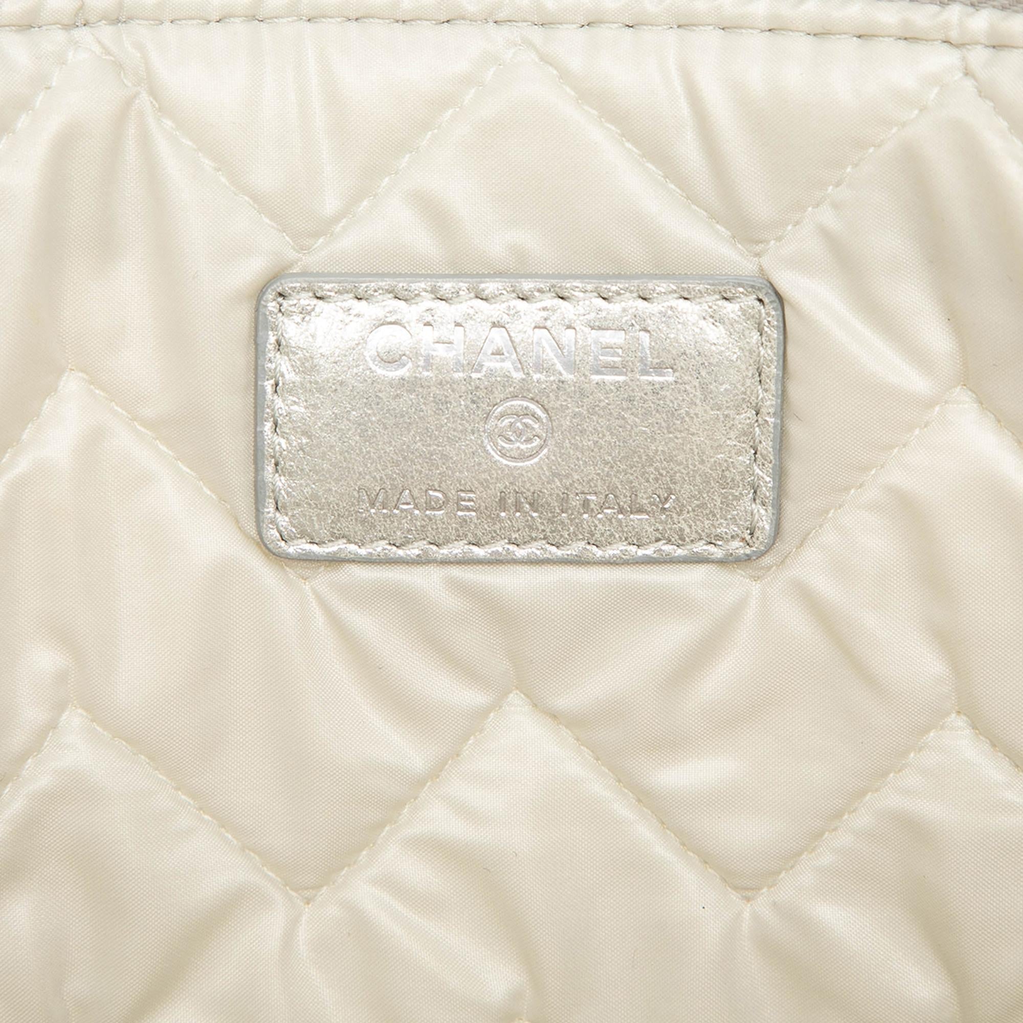 Chanel Large Chevron Metallic Calfskin O Case Clutch