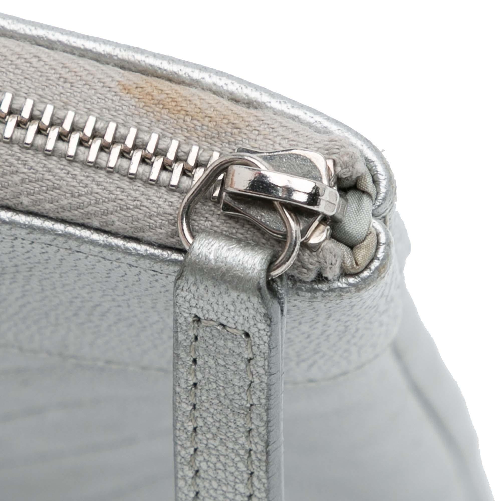 Chanel Large Chevron Metallic Lambskin Mademoiselle Zip Clutch