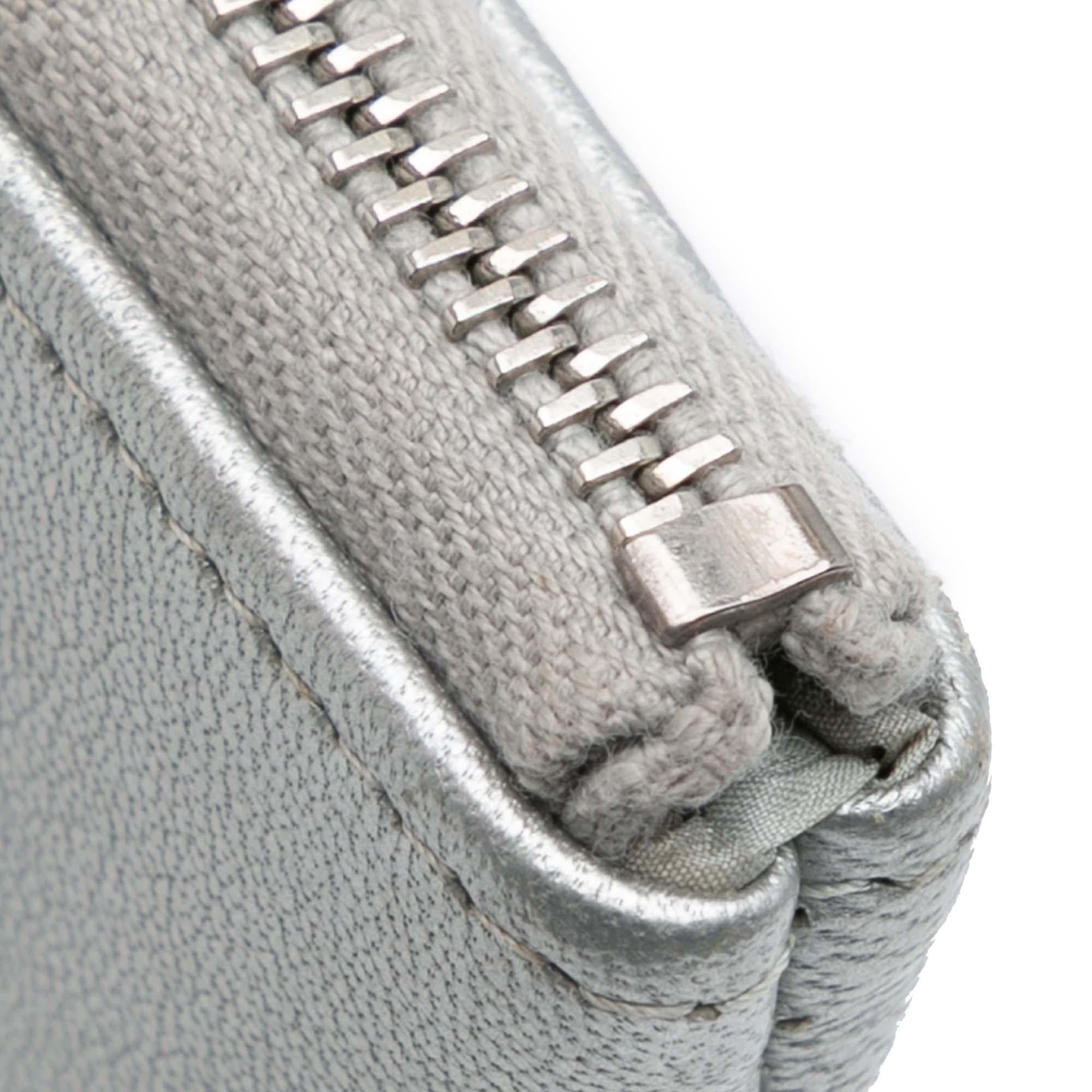 Chanel Large Chevron Metallic Lambskin Mademoiselle Zip Clutch