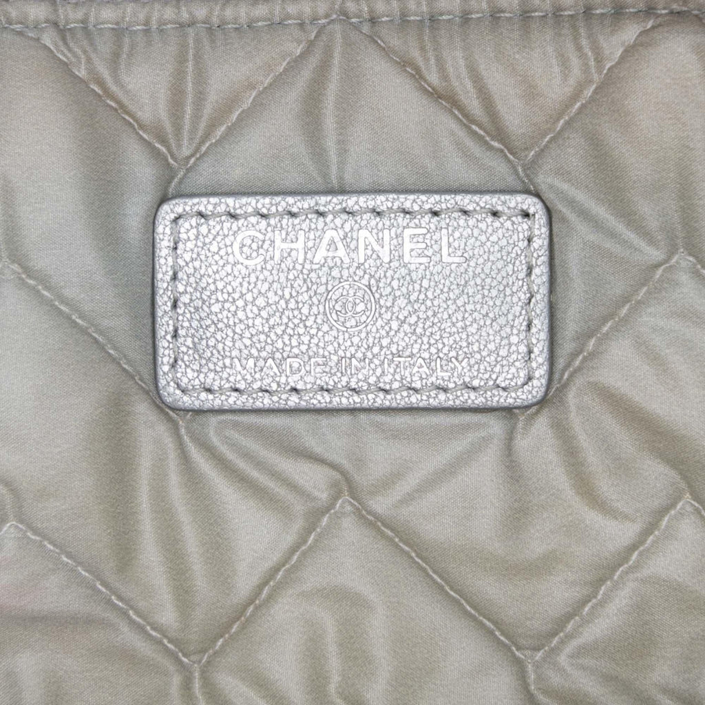Chanel Large Chevron Metallic Lambskin Mademoiselle Zip Clutch