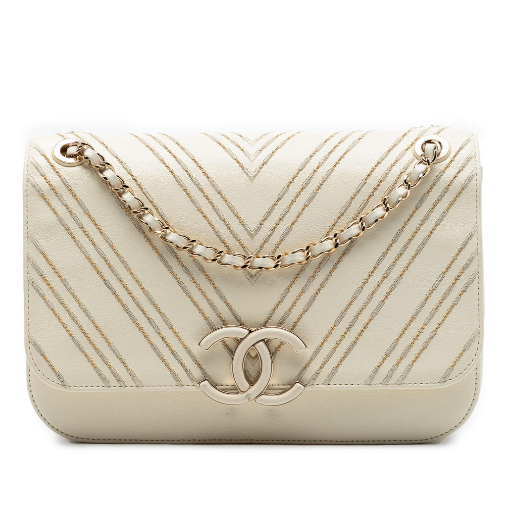 Chanel Large Chevron Sheepskin Subtle Flap