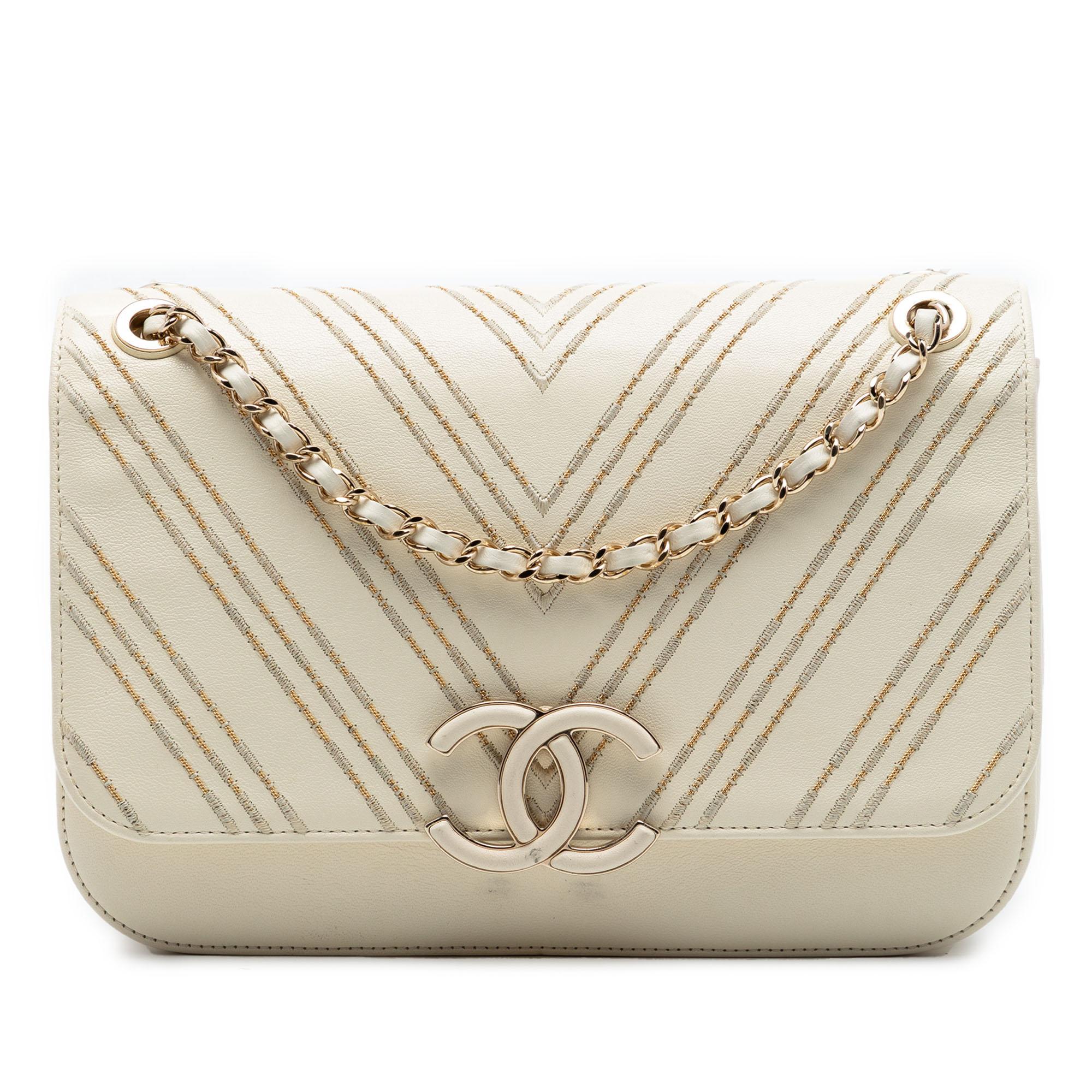 Chanel Large Chevron Sheepskin Subtle Flap