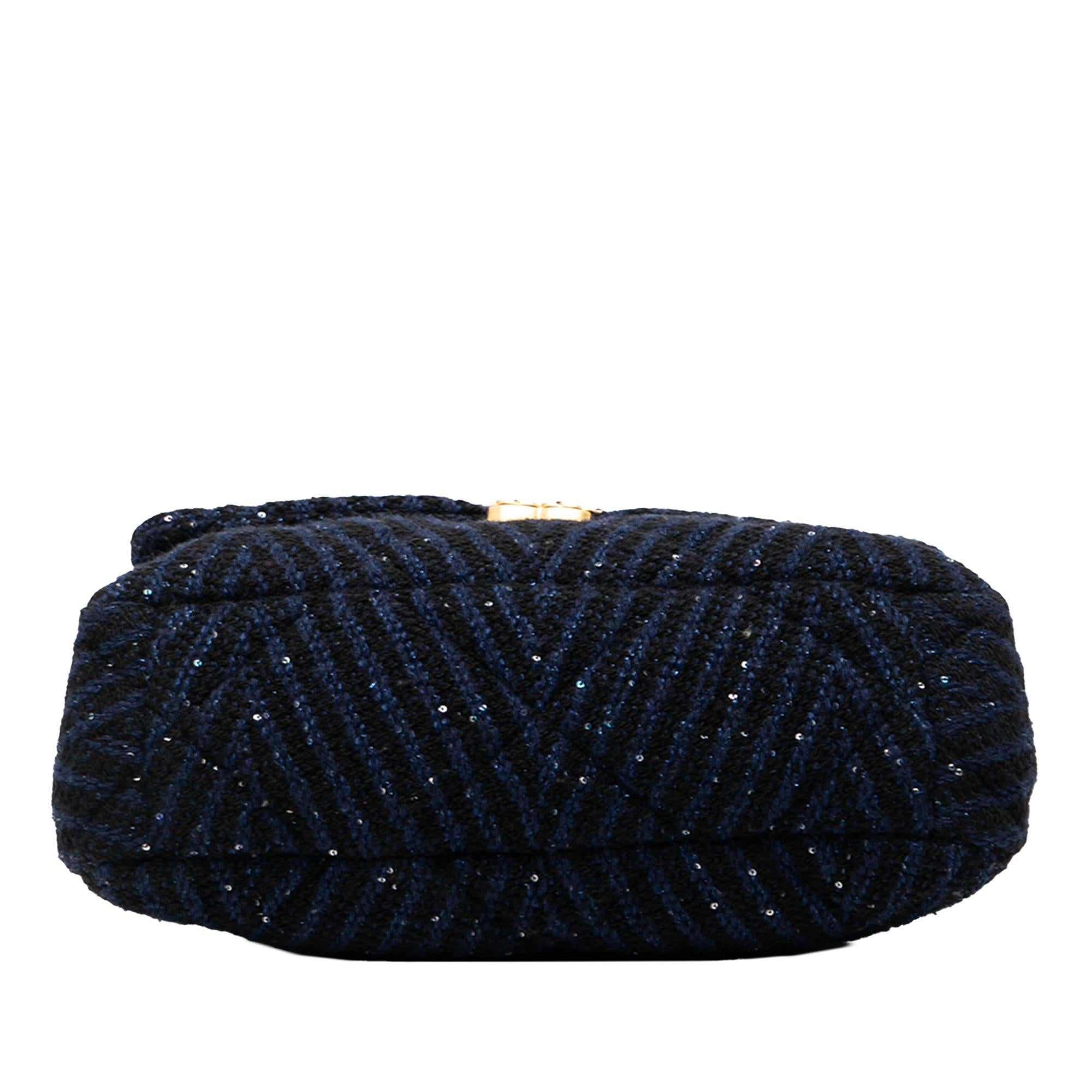 Chanel Large Chevron Tweed Sequin 19 Flap