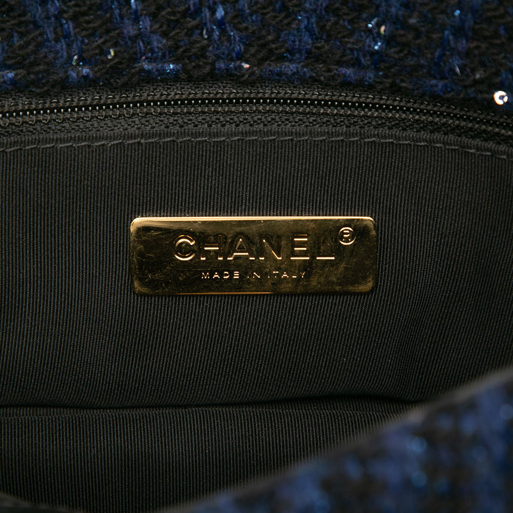 Chanel Large Chevron Tweed Sequin 19 Flap