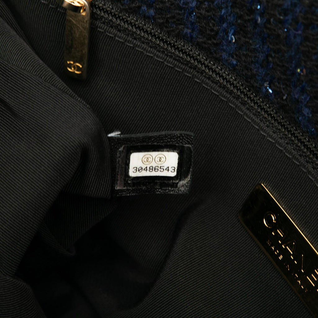 Chanel Large Chevron Tweed Sequin 19 Flap