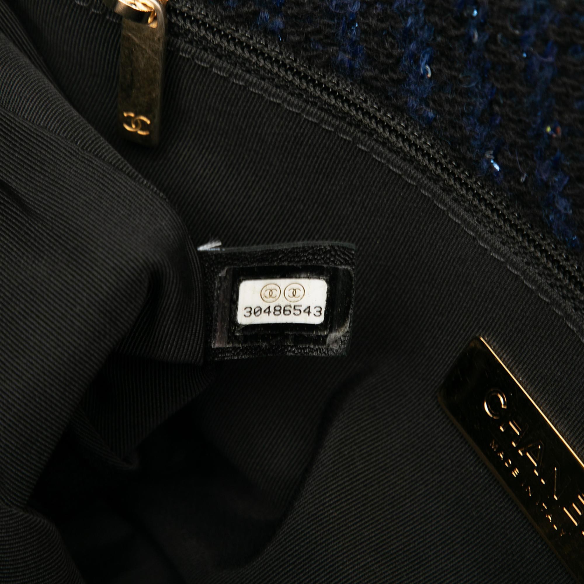 Chanel Large Chevron Tweed Sequin 19 Flap