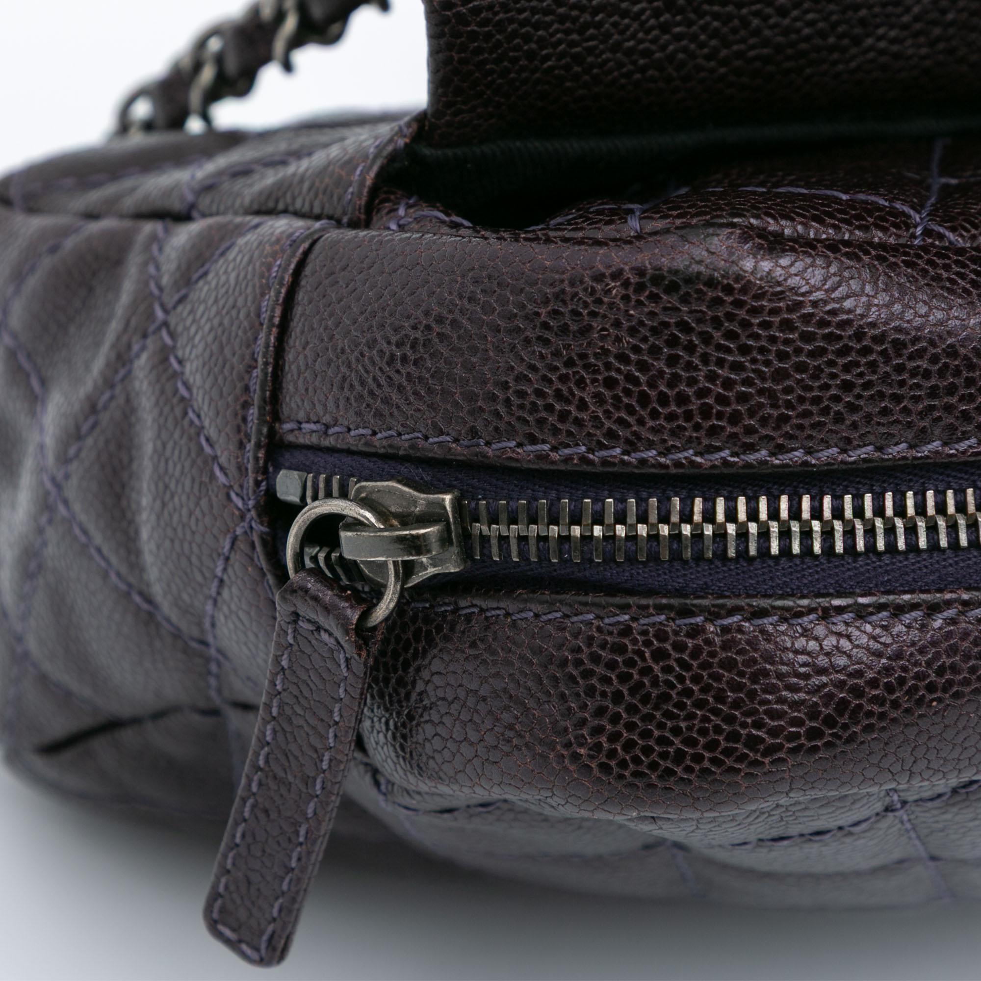 Chanel Large Classic Caviar Easy Zip Flap