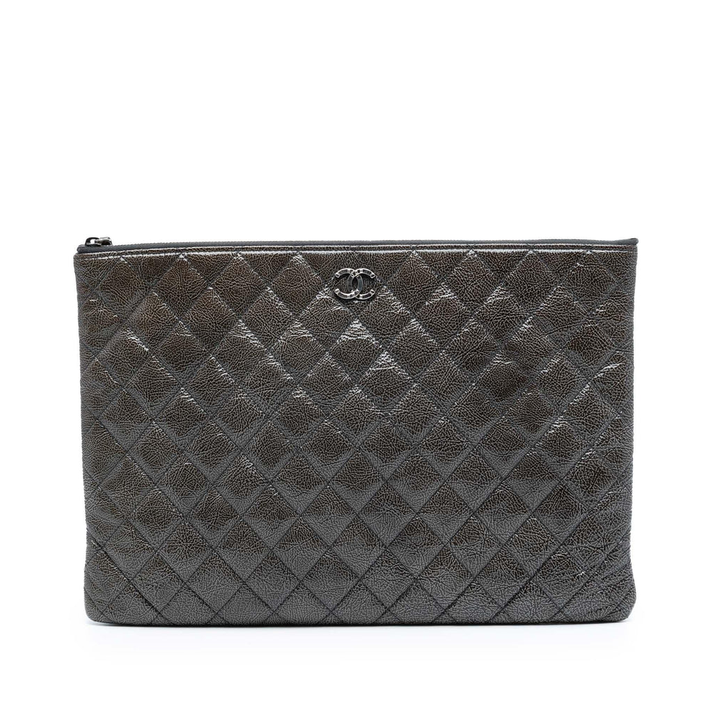 Chanel Large Crinkled Patent O Case Clutch