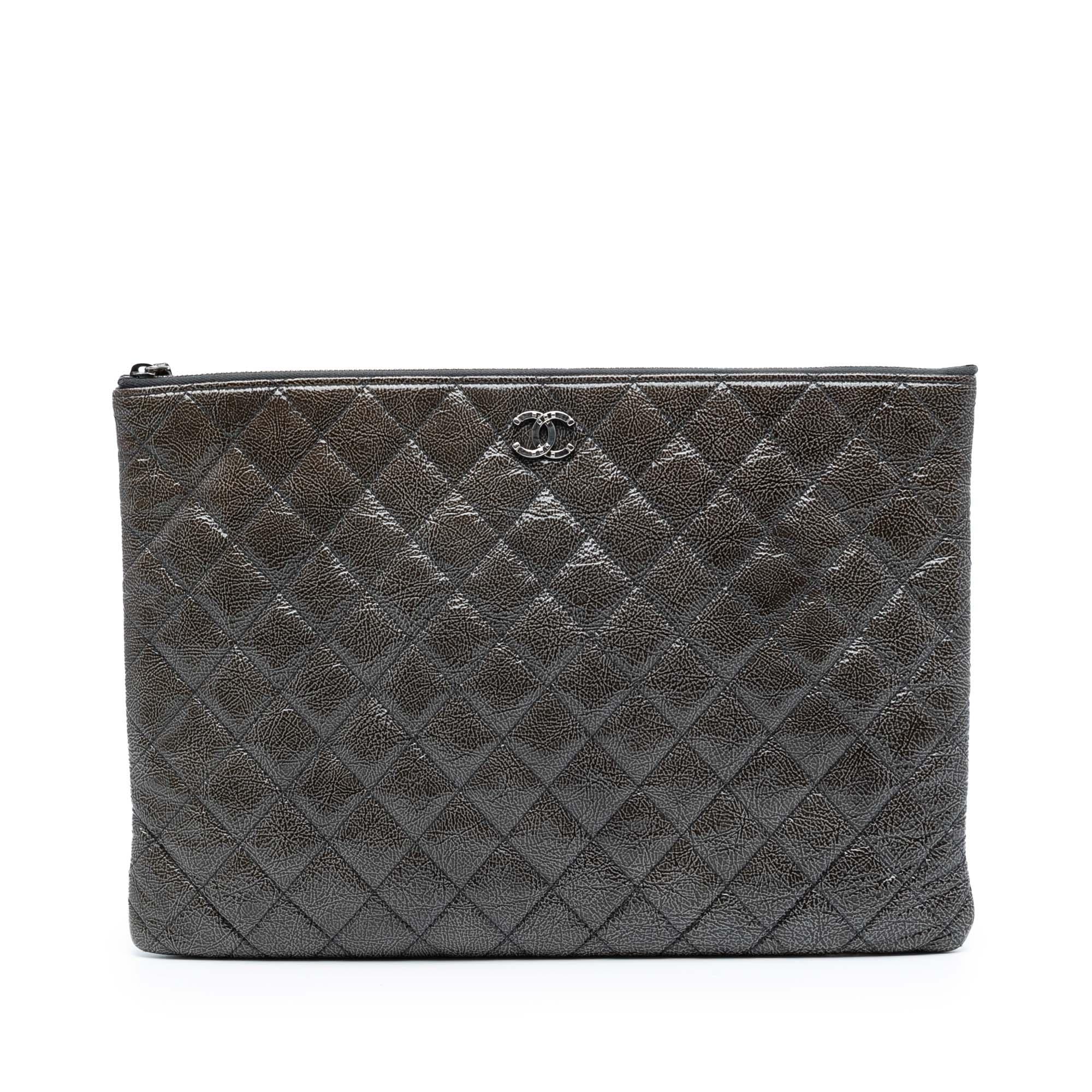 Chanel Large Crinkled Patent O Case Clutch