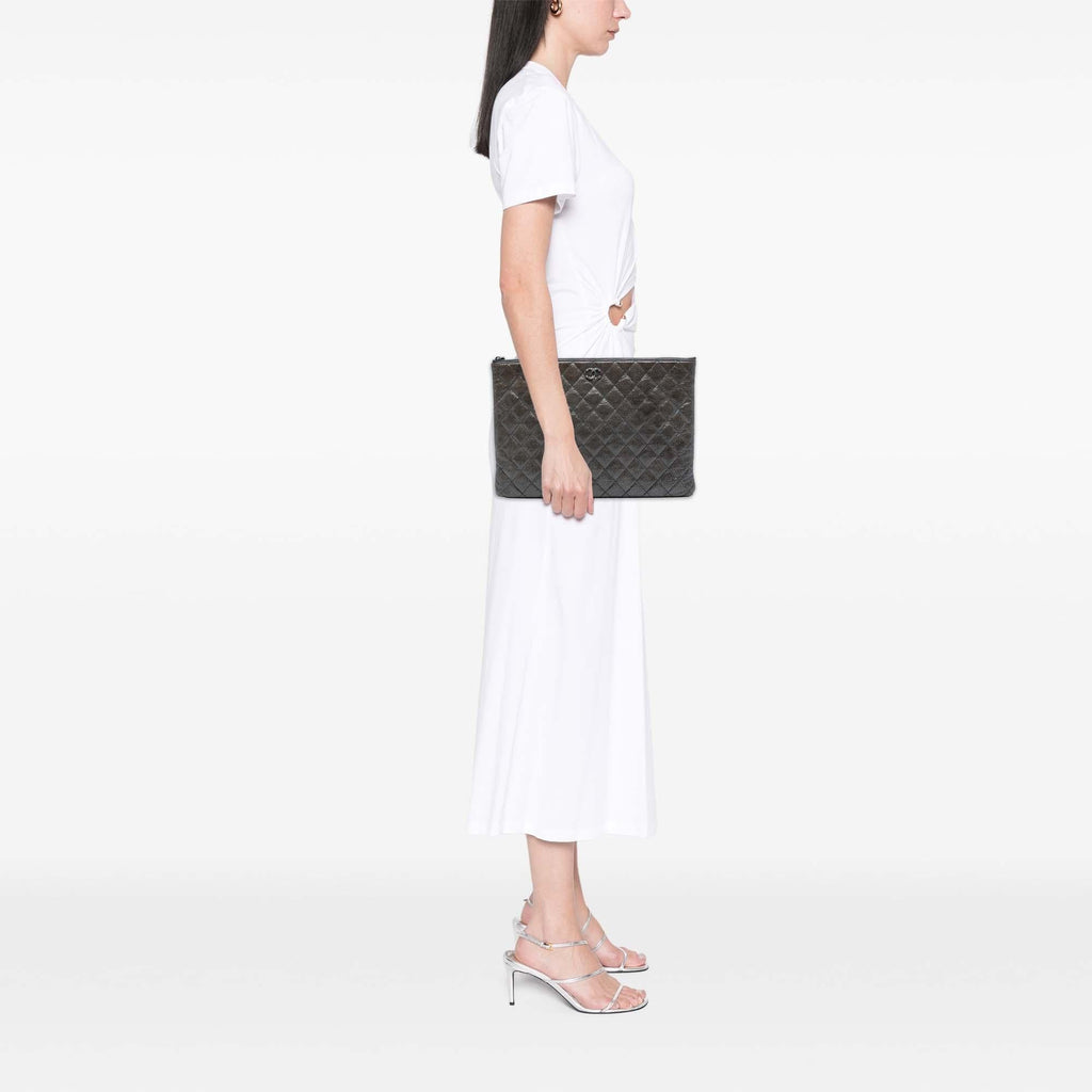 Chanel Large Crinkled Patent O Case Clutch