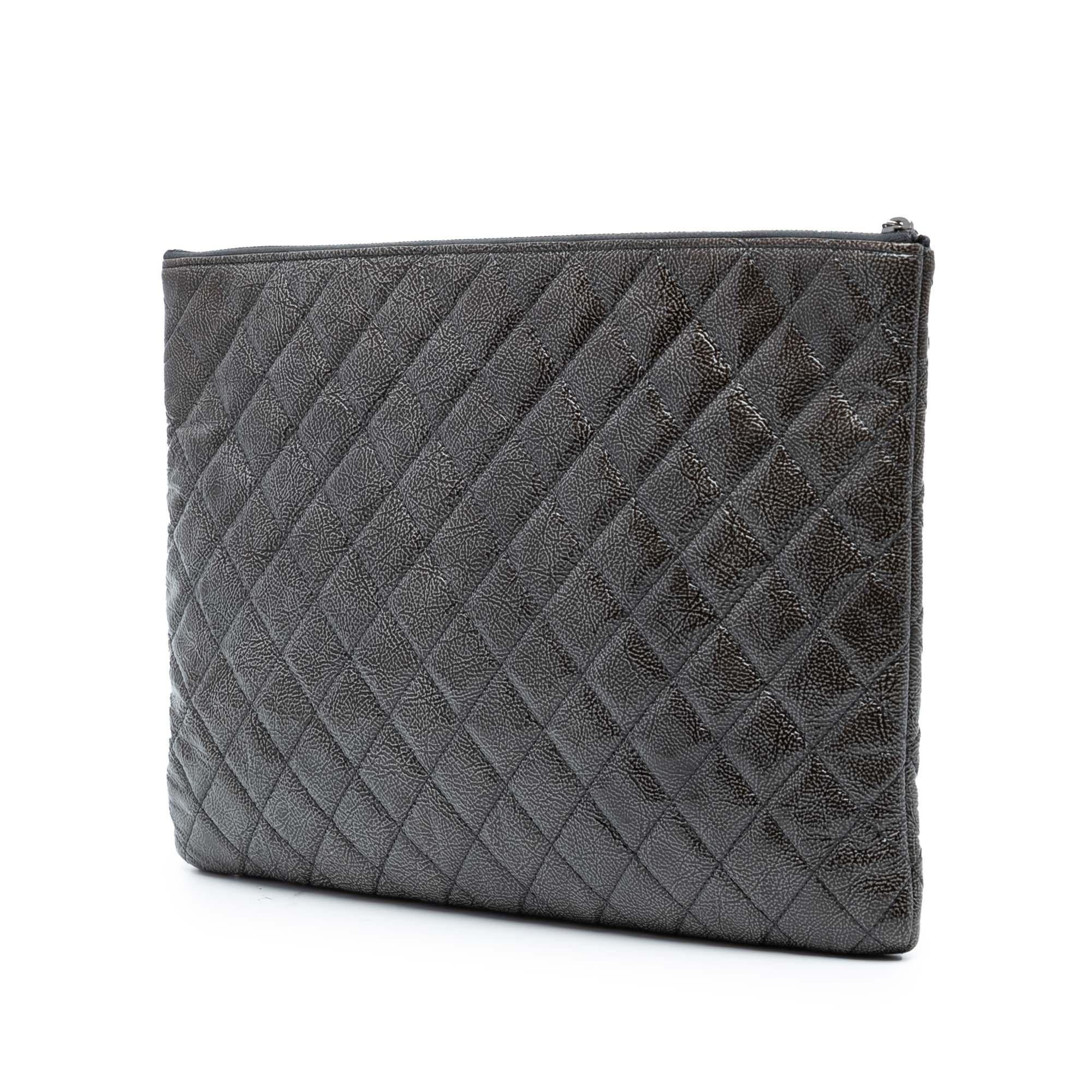 Chanel Large Crinkled Patent O Case Clutch
