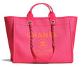 CHANEL DEAUVILLE MIXED FABRIC LARGE TOTE