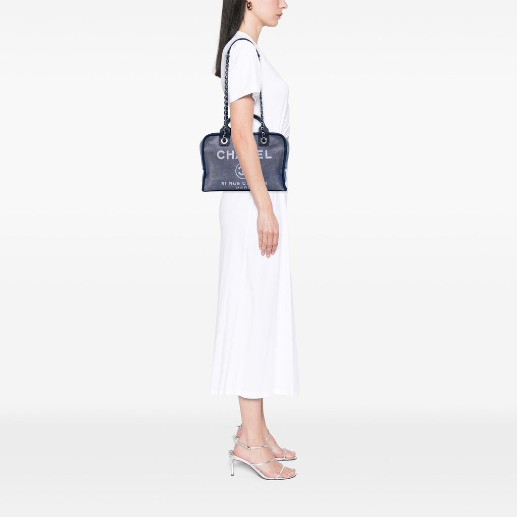 Chanel Large Denim Deauville Bowling Bag