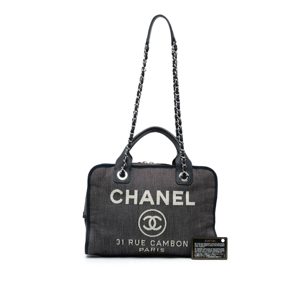 Chanel Large Denim Deauville Bowling Satchel (SHG-qtePh4)