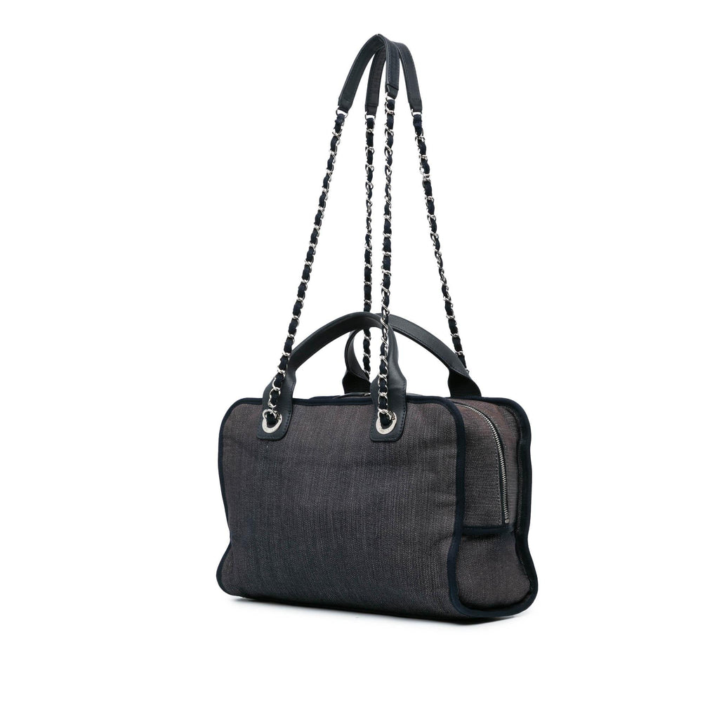 Chanel Large Denim Deauville Bowling Satchel (SHG-qtePh4)