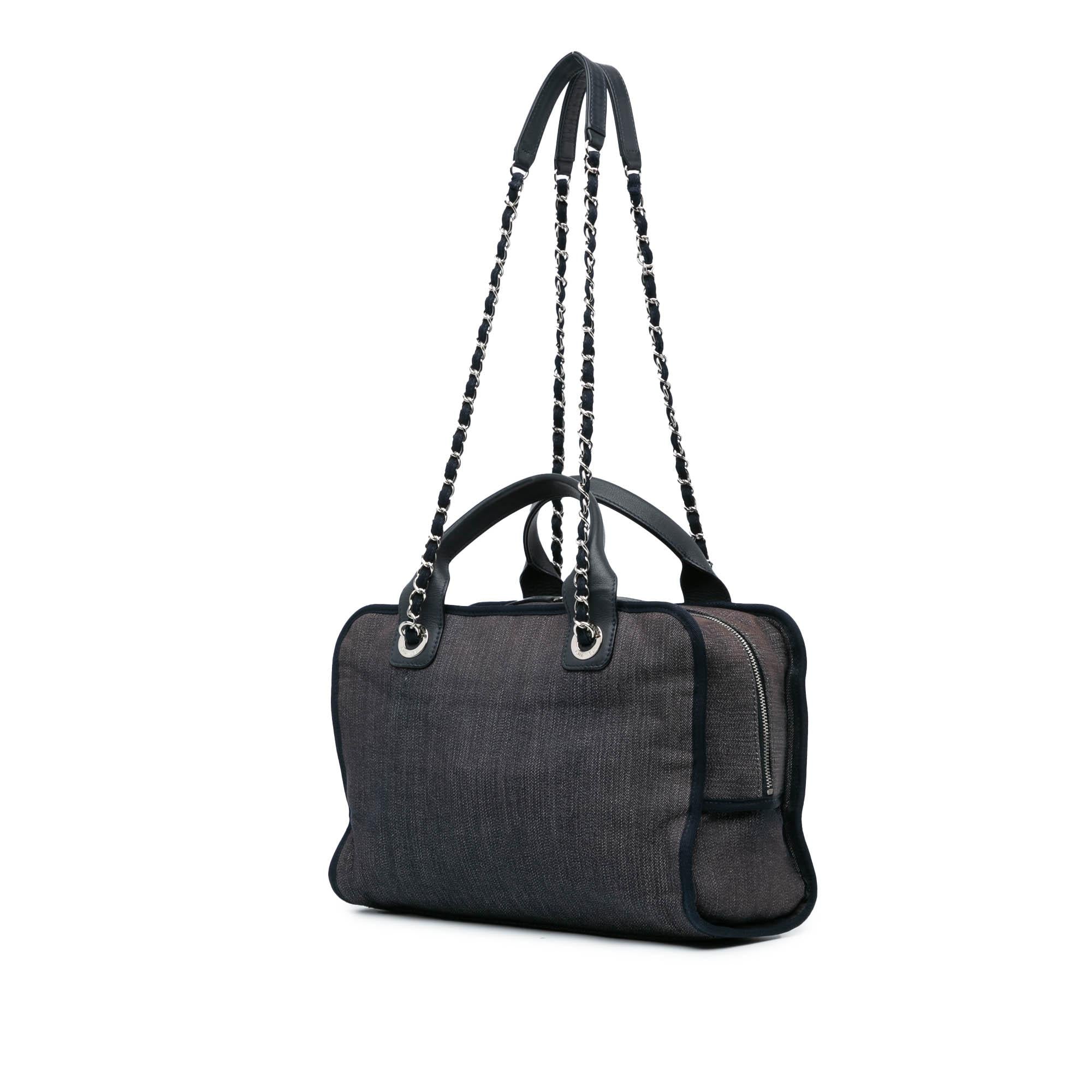 Chanel Large Denim Deauville Bowling Satchel (SHG-qtePh4)