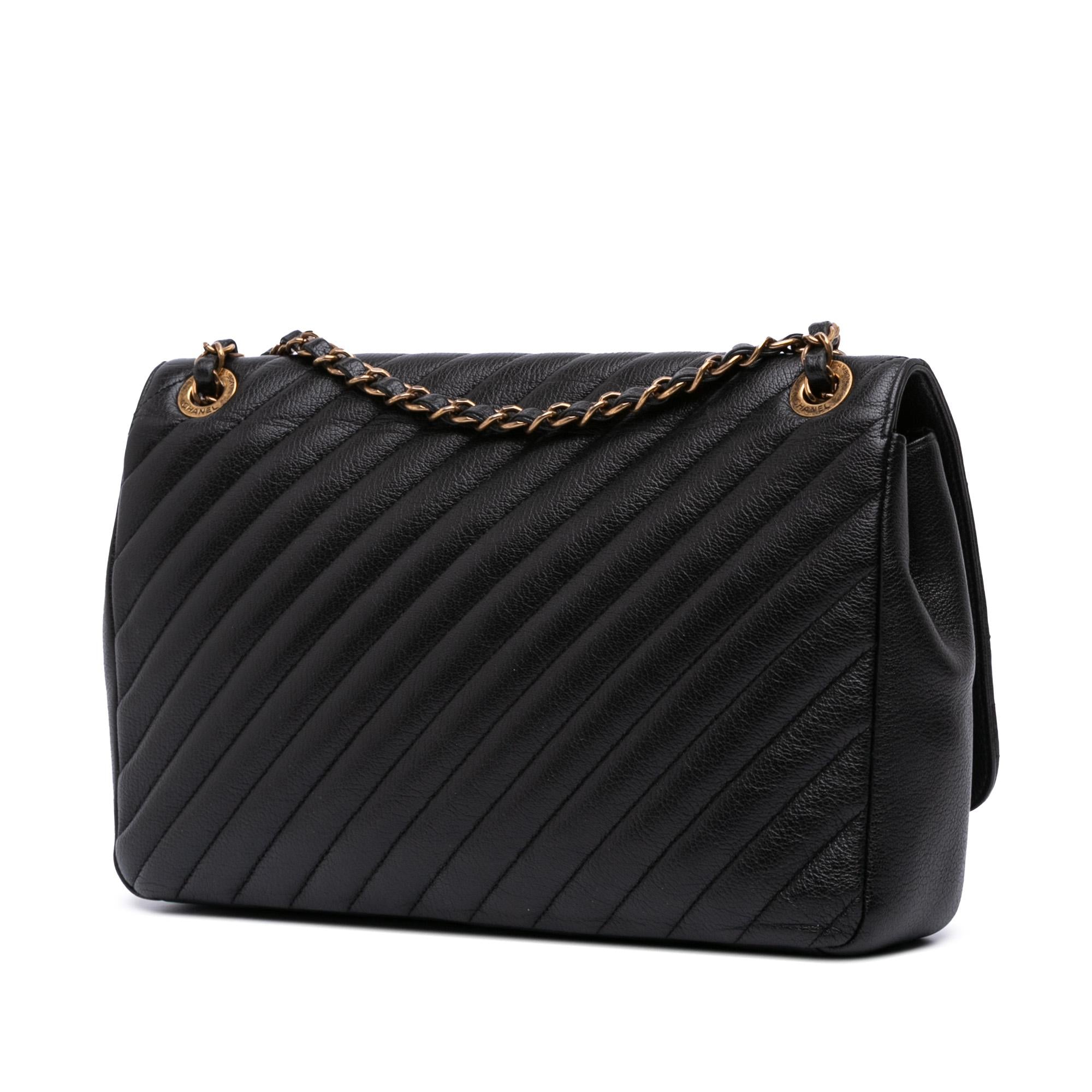 Chanel Large Diagonal Quilted Goatskin Flap