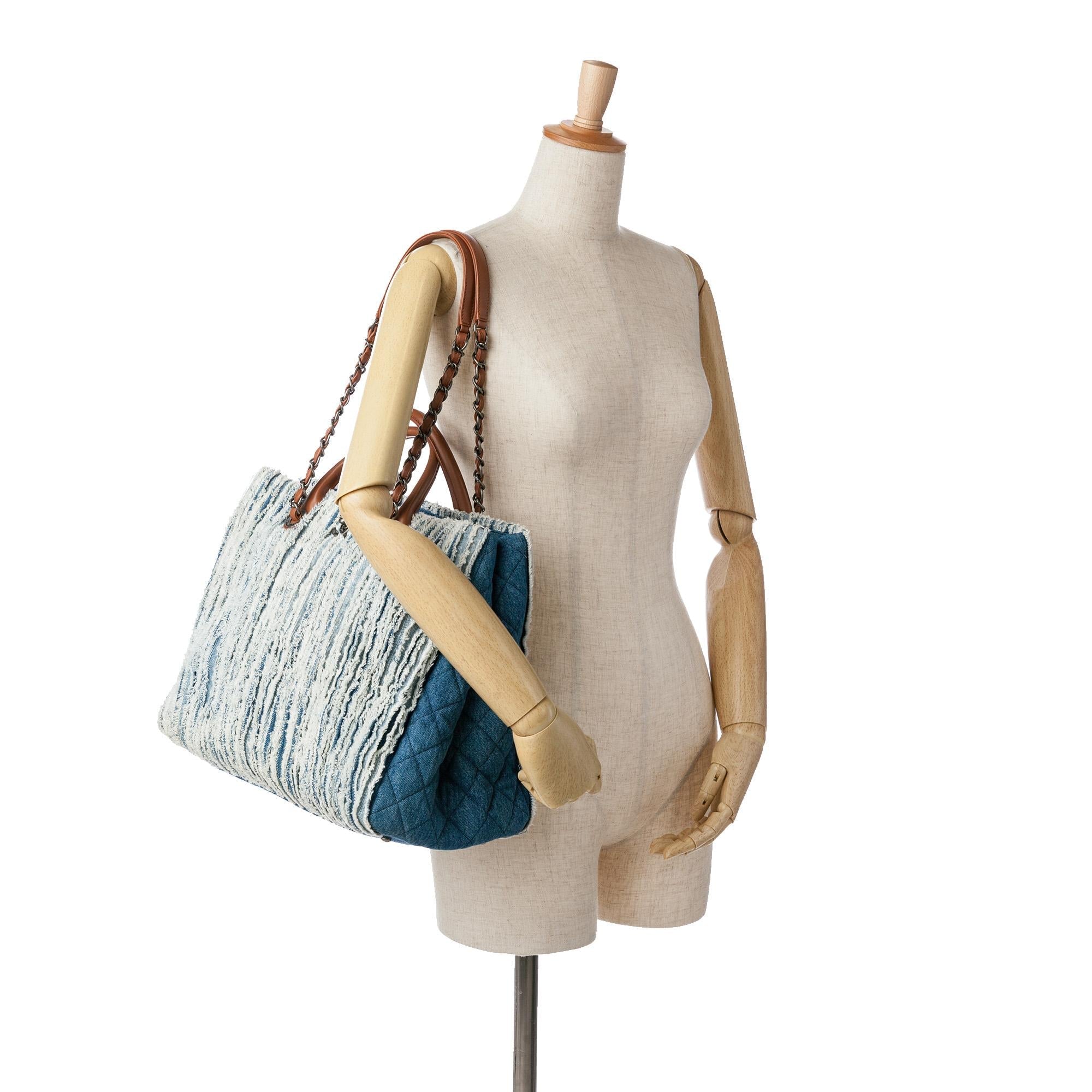 Chanel Large Fringed Denim Shopping Tote