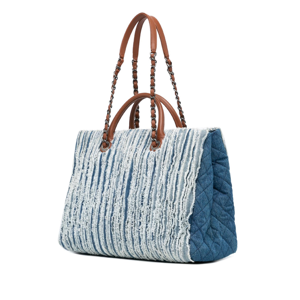 Chanel Large Fringed Denim Shopping Tote