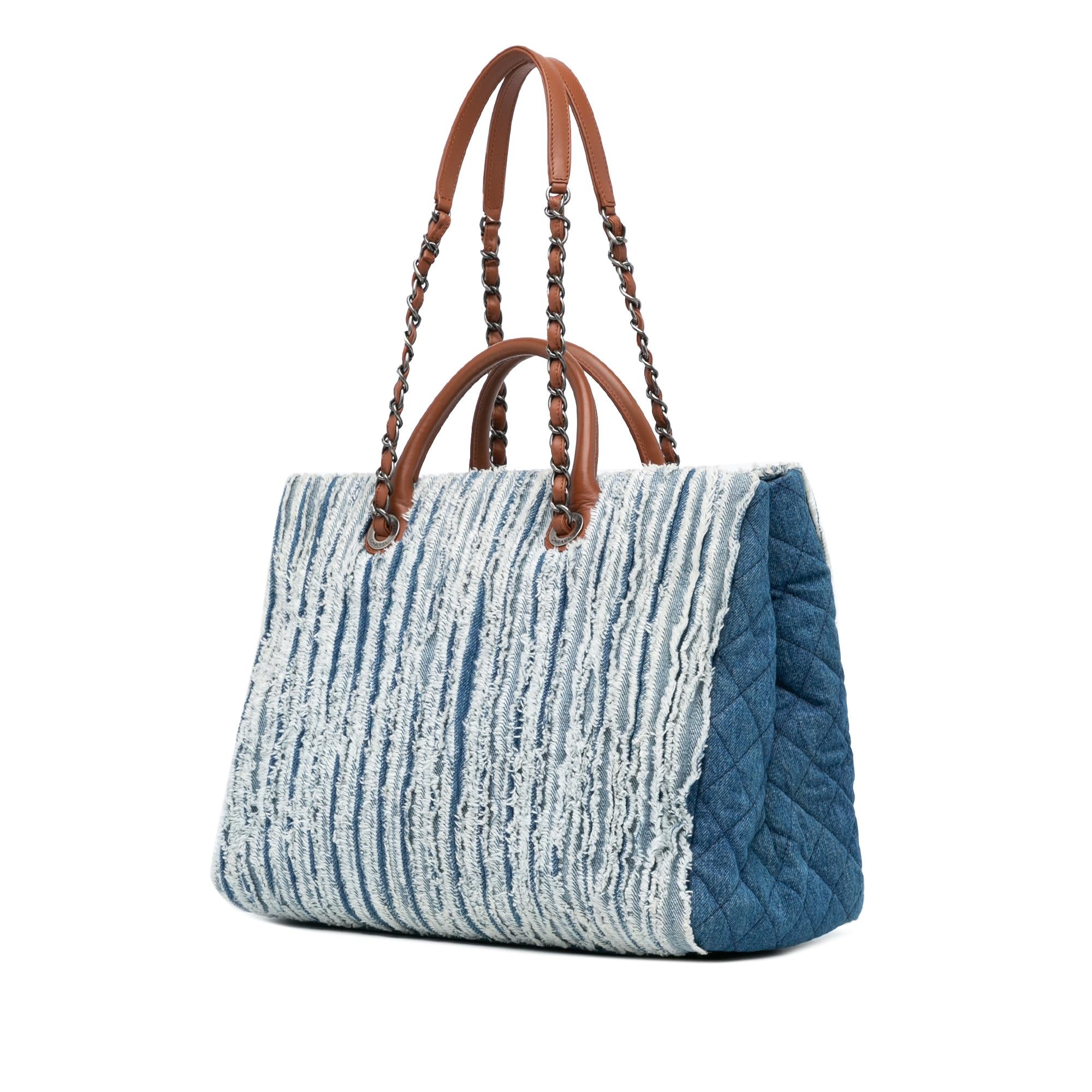 Chanel Large Fringed Denim Shopping Tote