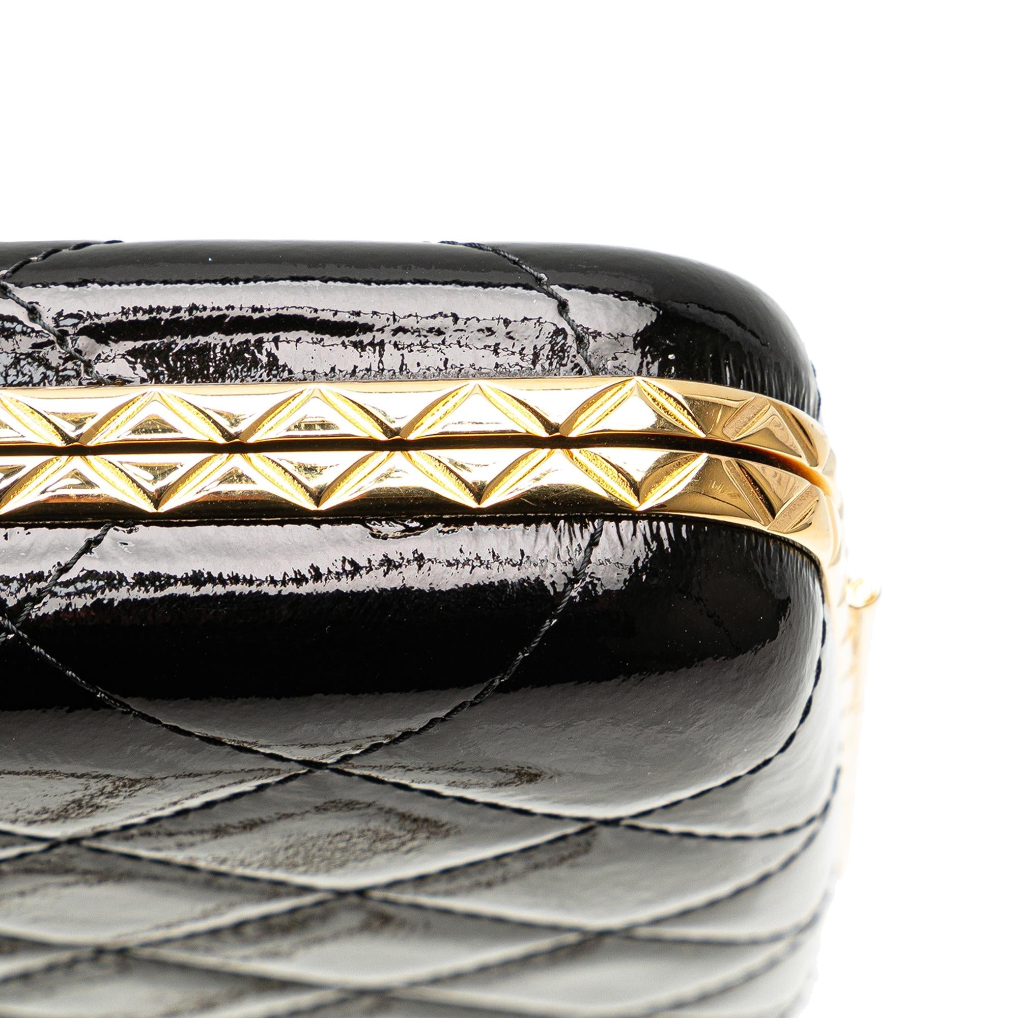 Chanel Large Glazed Goatskin Box With Chain