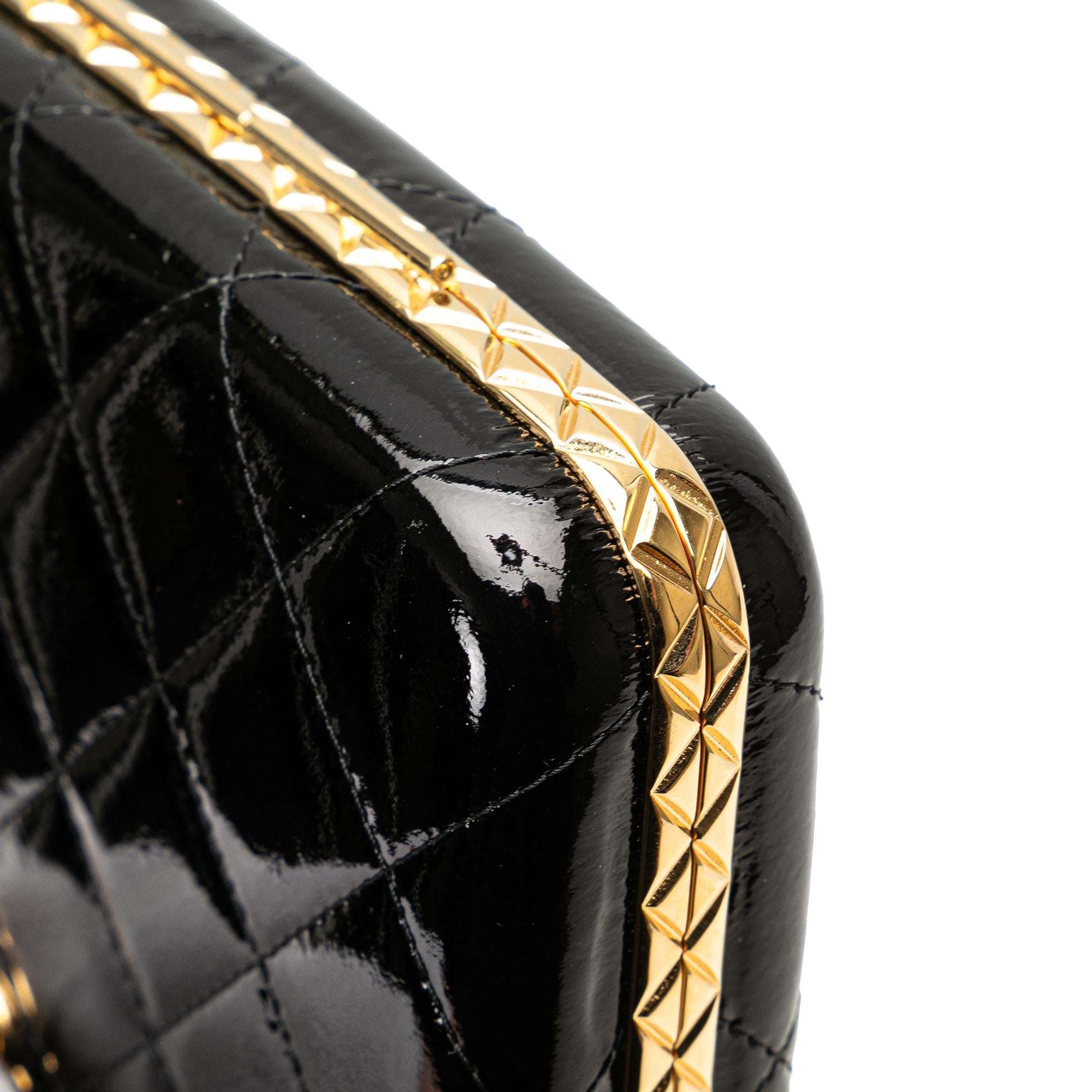 Chanel Large Glazed Goatskin Box With Chain
