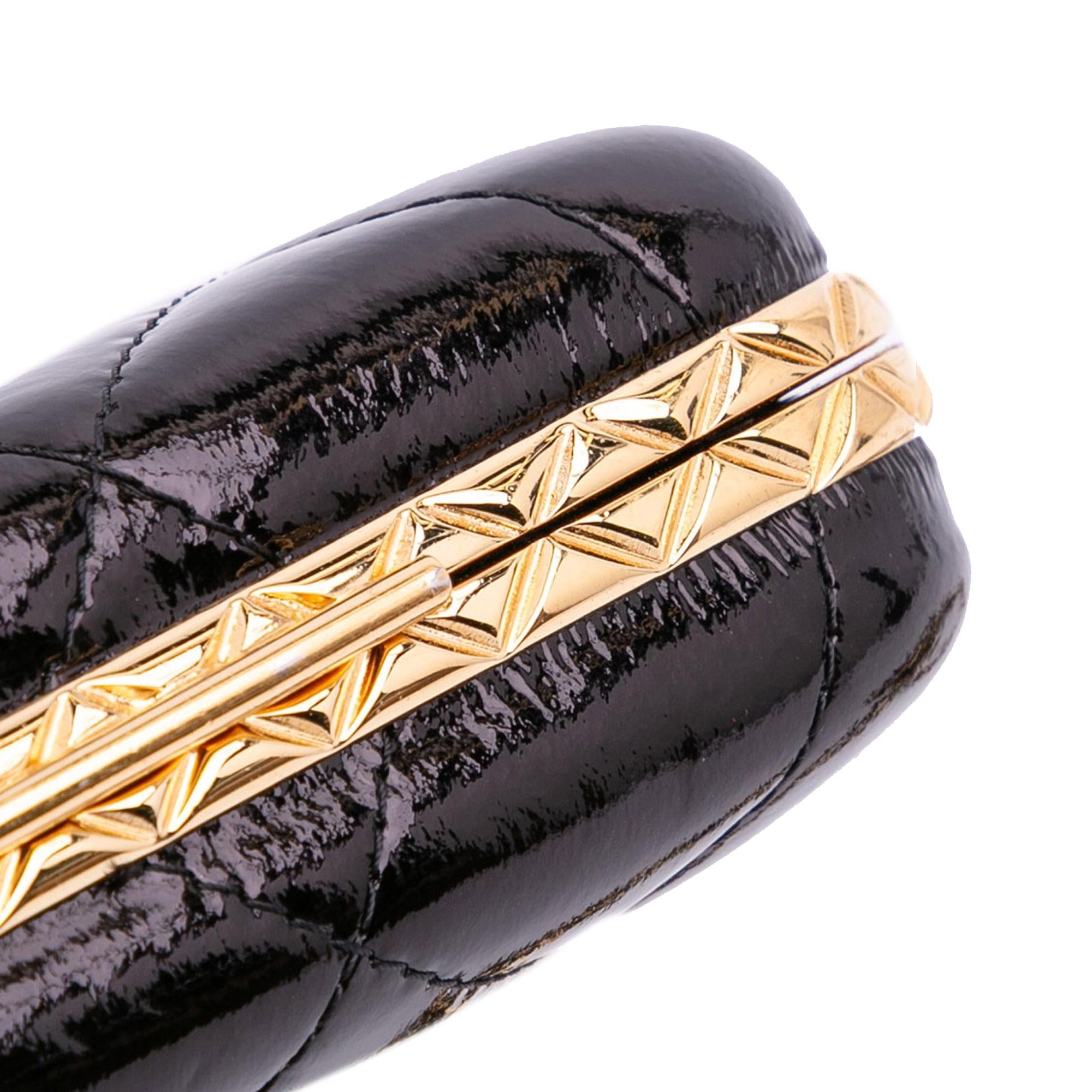 Chanel Large Glazed Goatskin Box With Chain