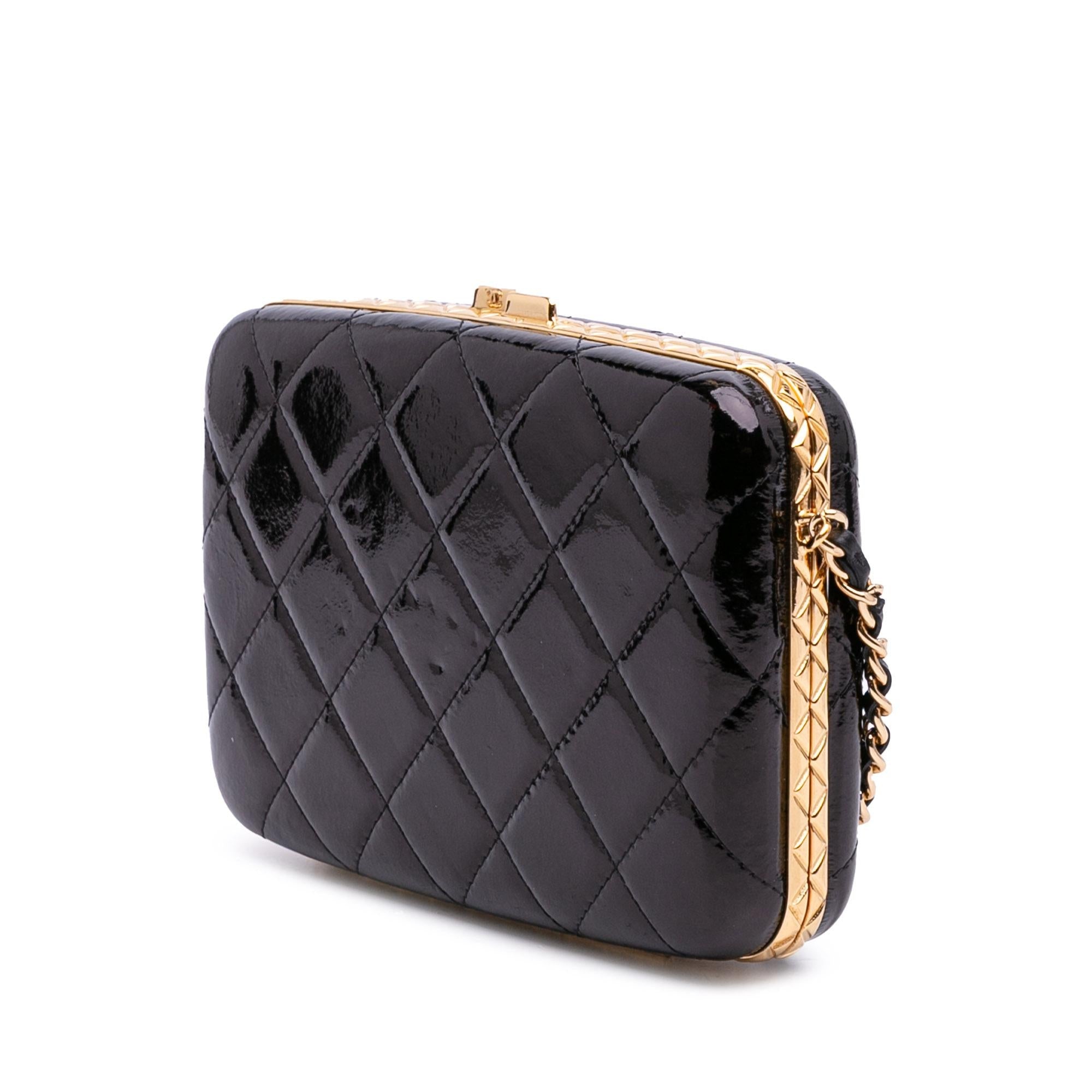 Chanel Large Glazed Goatskin Box With Chain