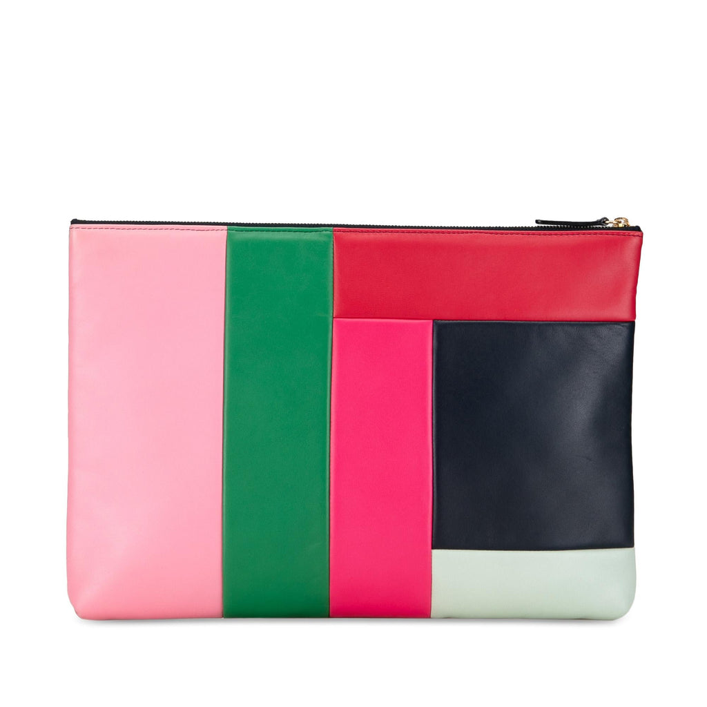 Chanel Large Lambskin Colorblock Patchwork O Case (SHG-sUlH9O)