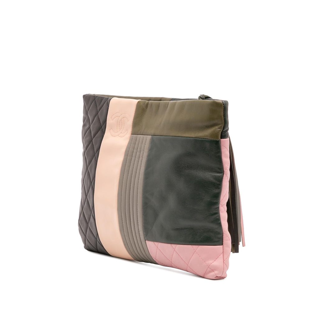 Chanel Large Lambskin Colorblock Patchwork O Case