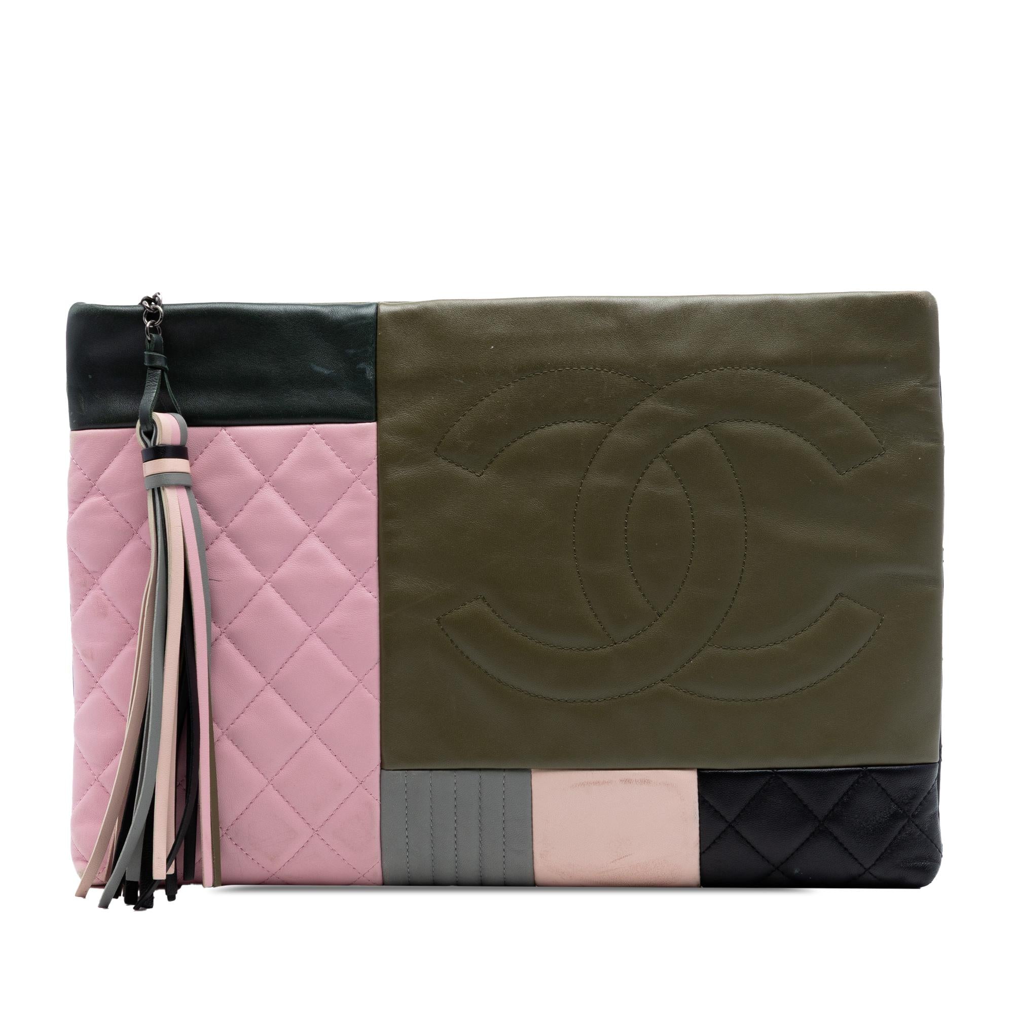 Chanel Large Lambskin Colorblock Patchwork O Case