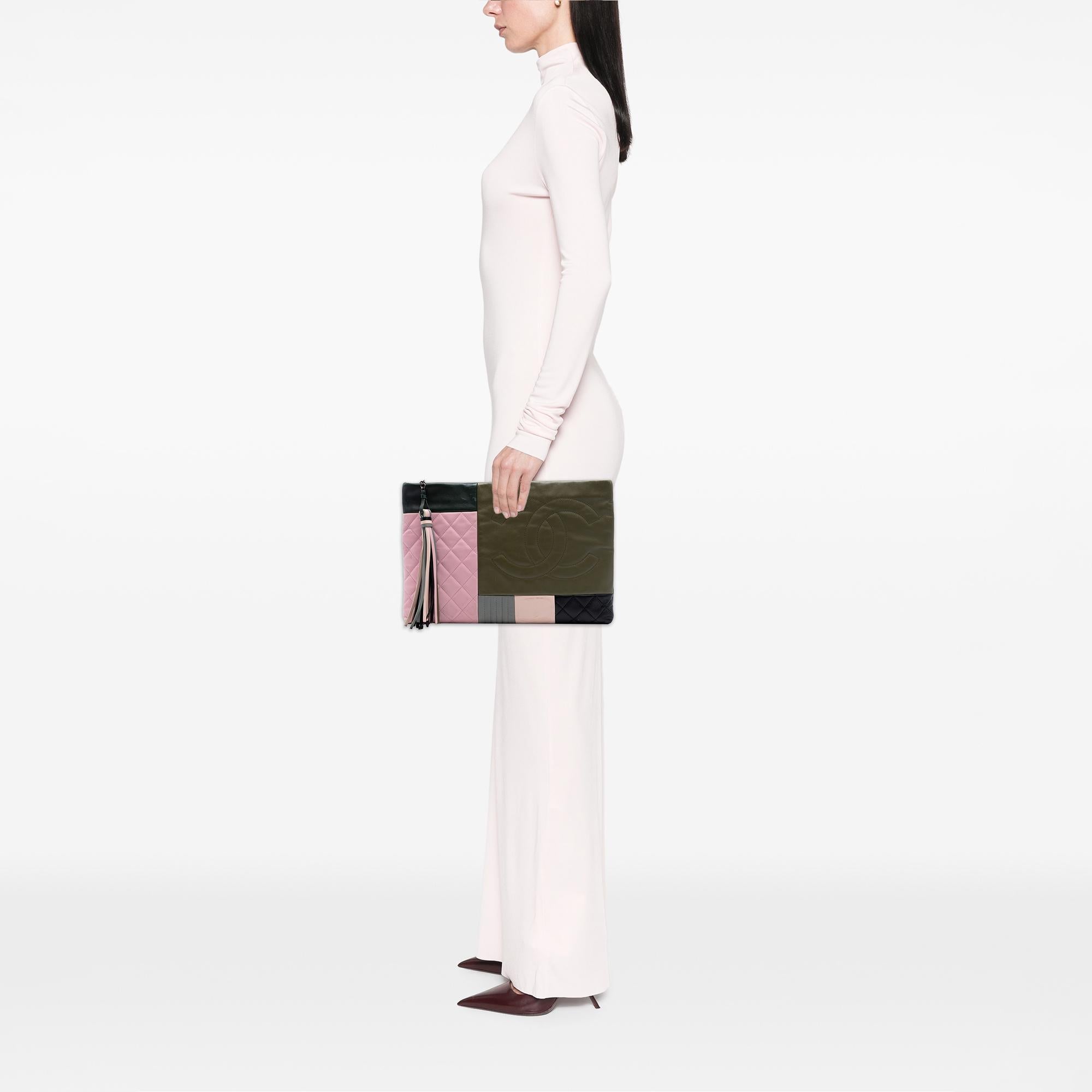 Chanel Large Lambskin Colorblock Patchwork O Case