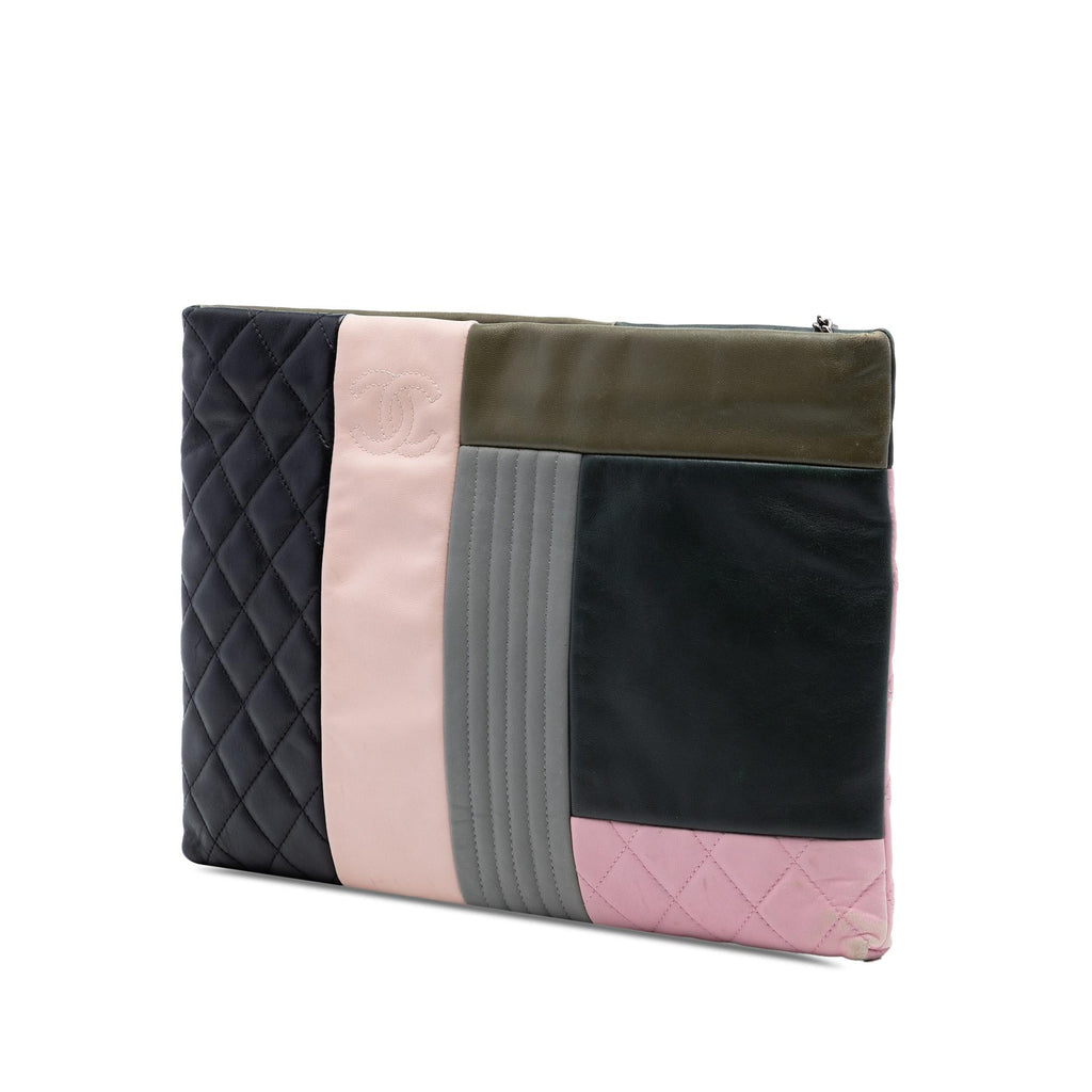 Chanel Large Lambskin Colorblock Patchwork O Case