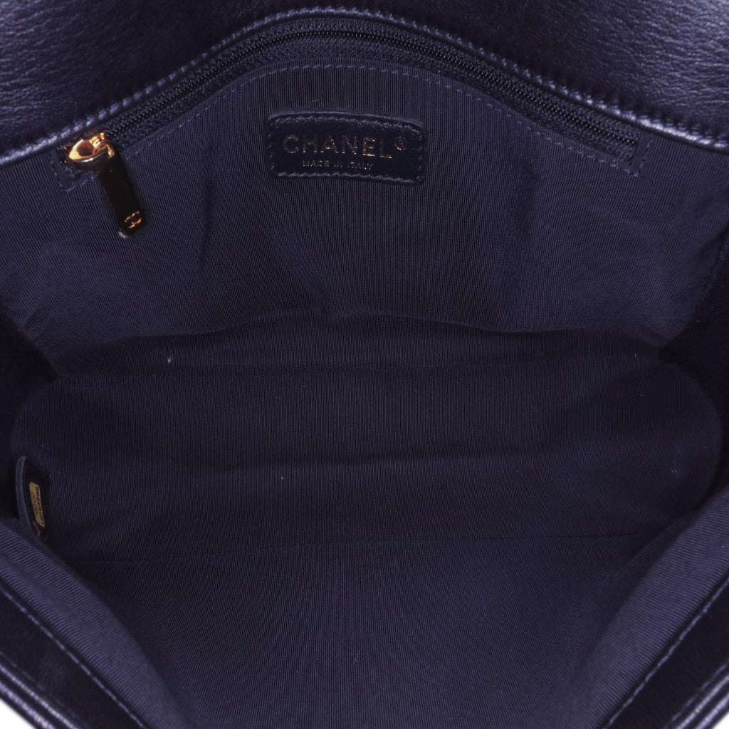 Chanel Large Lambskin Embossed Boy Cube Flap
