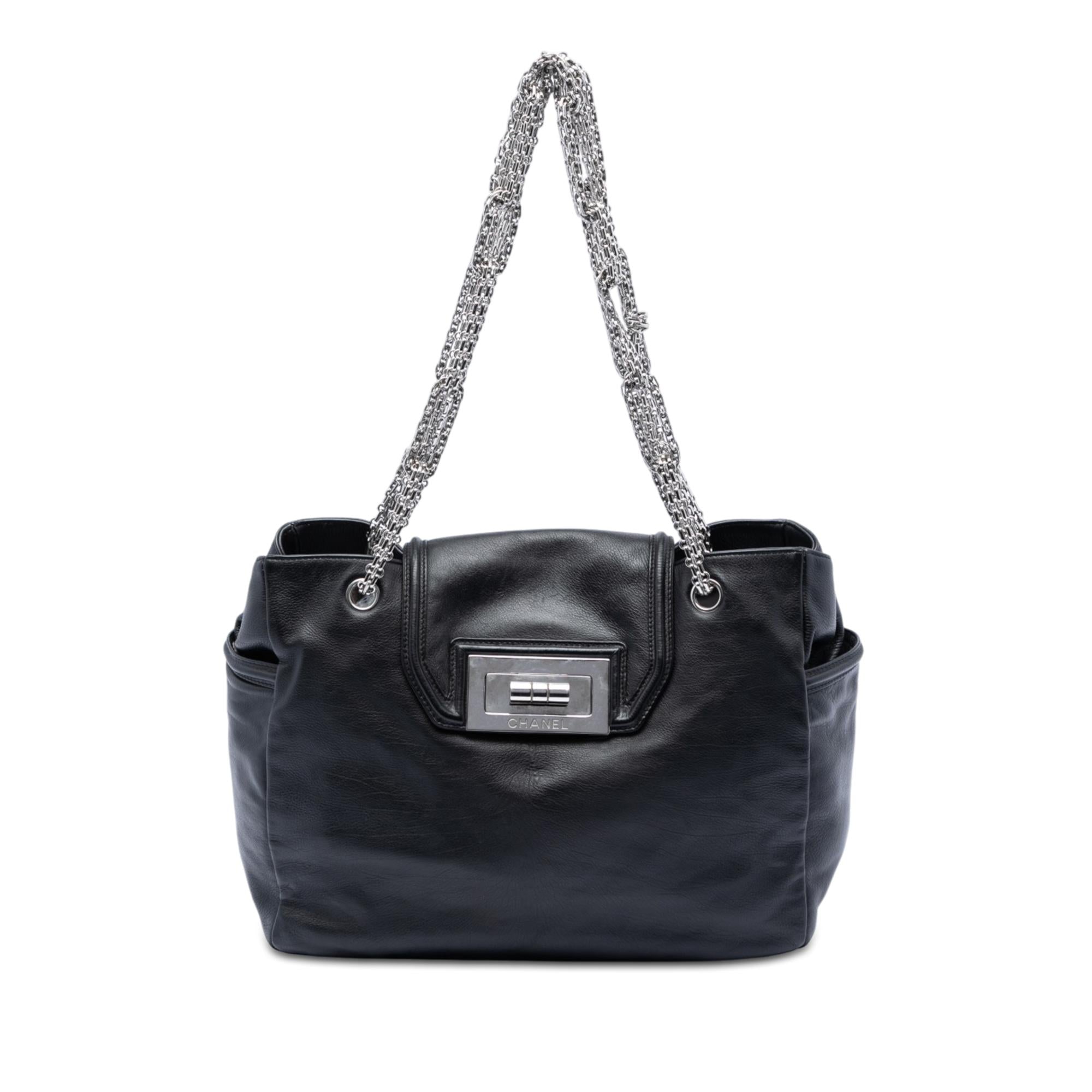 Chanel Large Lambskin Mademoiselle Lock Jewelry Chain Tote