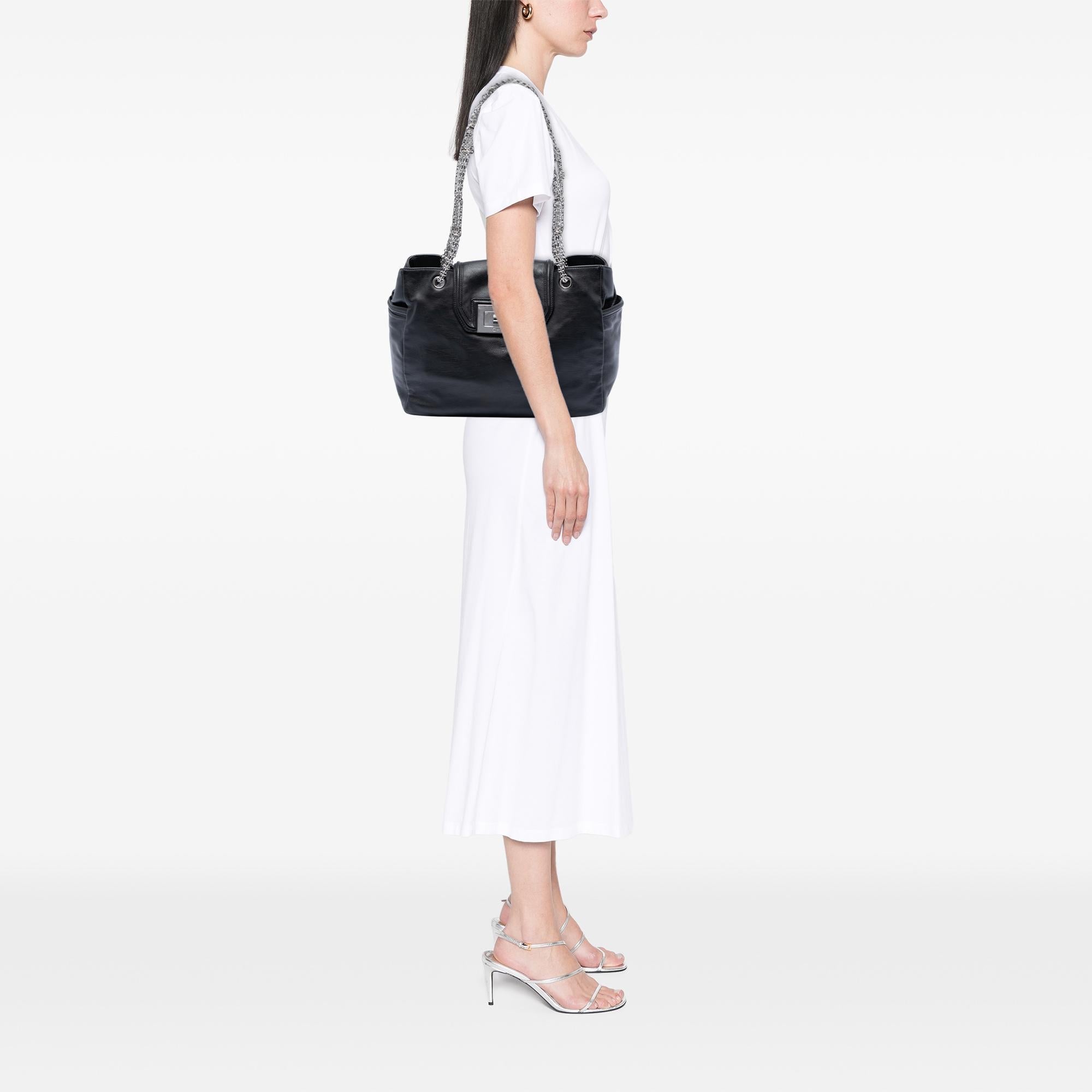 Chanel Large Lambskin Mademoiselle Lock Jewelry Chain Tote
