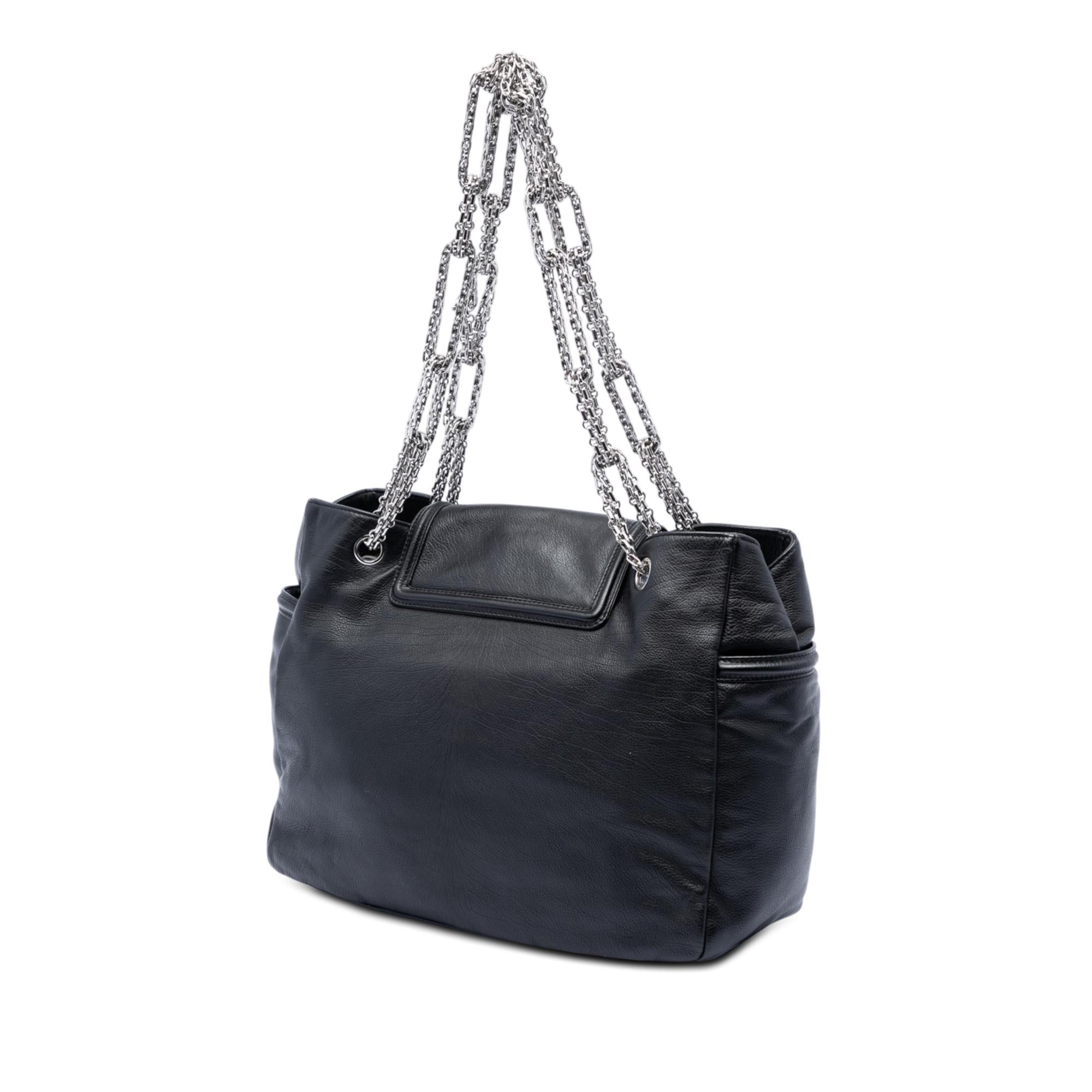 Chanel Large Lambskin Mademoiselle Lock Jewelry Chain Tote