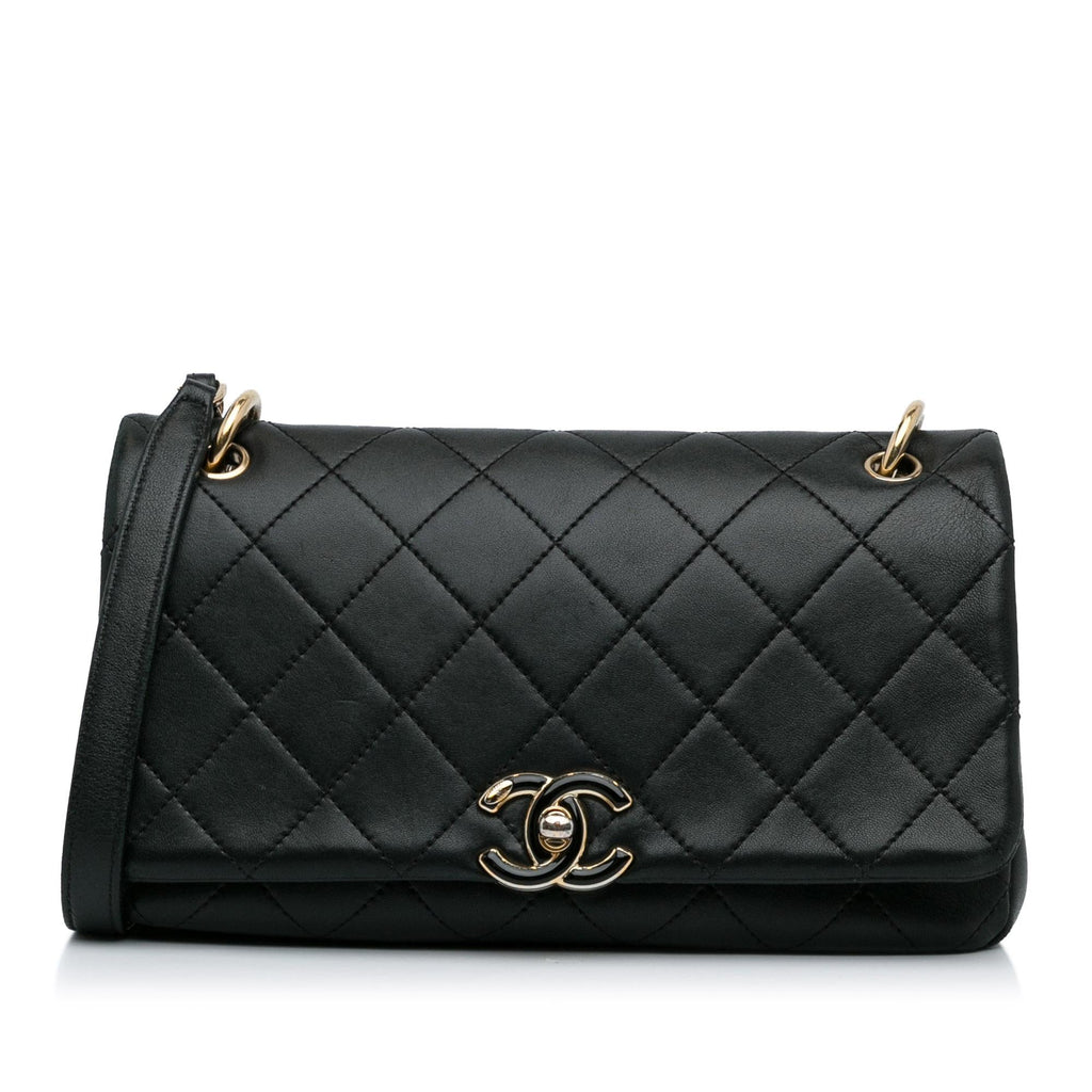 Chanel Large Lambskin Twist Chain Enamel CC Flap