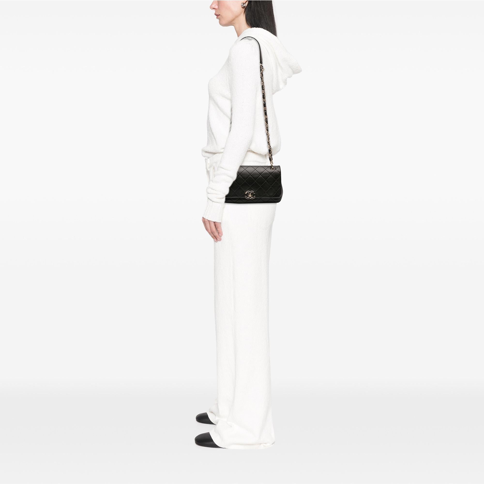 Chanel Large Lambskin Twist Chain Enamel CC Flap