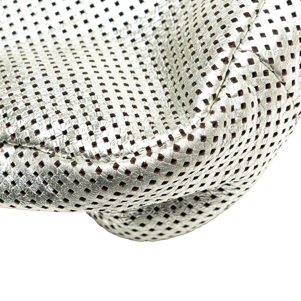 Chanel Large Metallic Glazed Calfskin Perforated Rodeo Drive Satchel