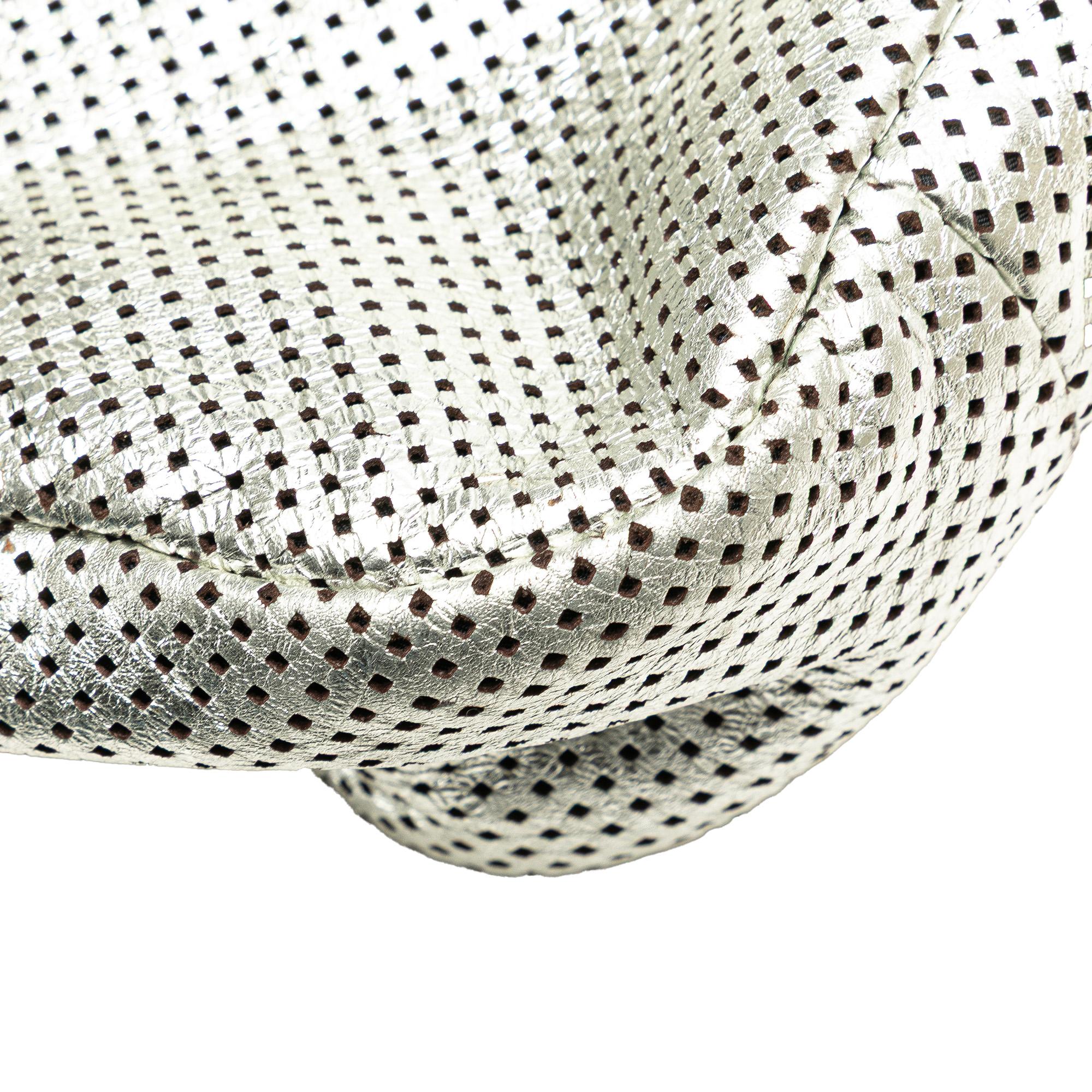Chanel Large Metallic Glazed Calfskin Perforated Rodeo Drive Satchel