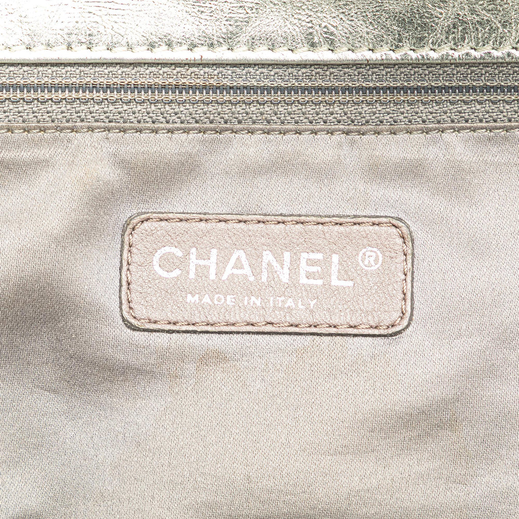 Chanel Large Metallic Glazed Calfskin Perforated Rodeo Drive Satchel