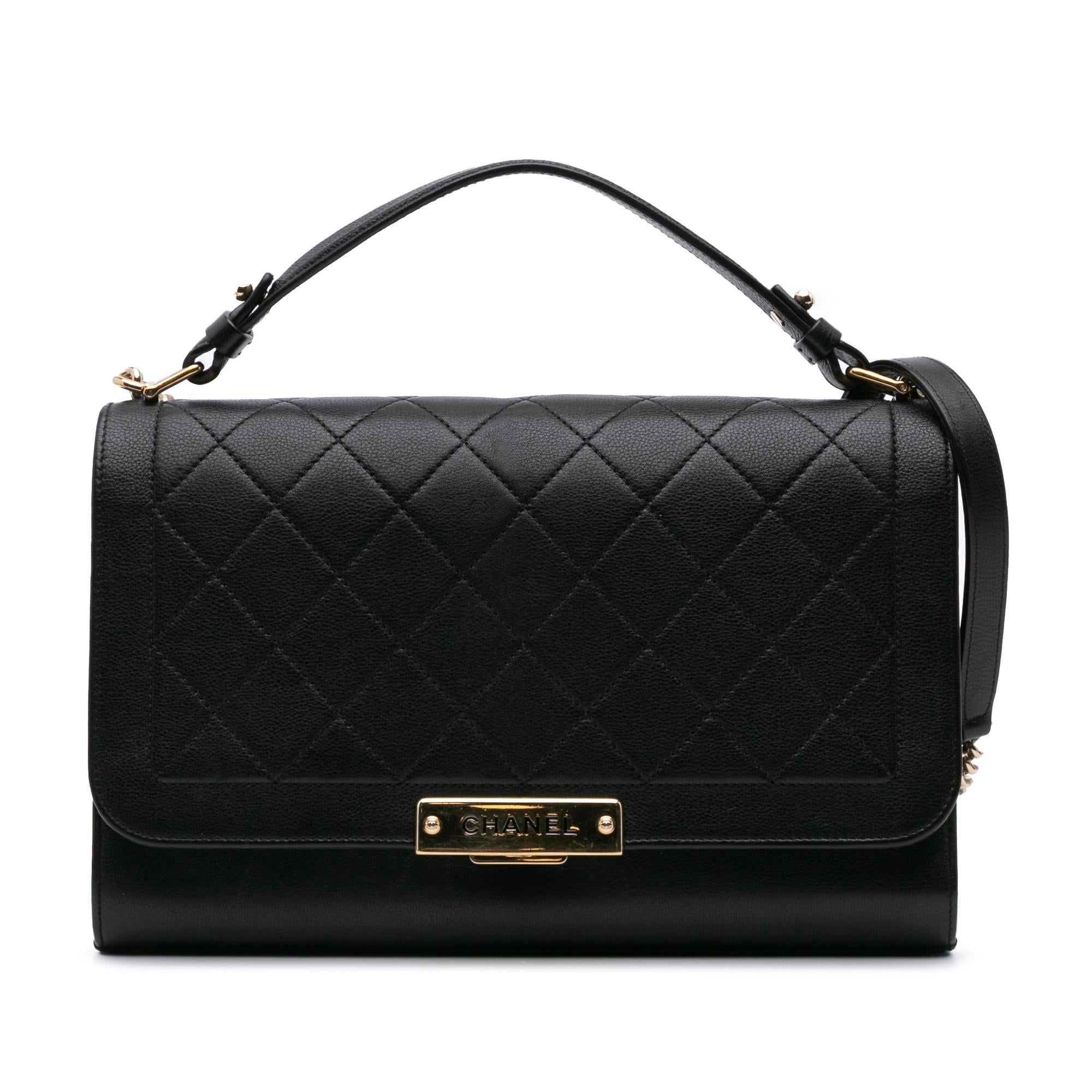 Chanel Large Quilted Calfskin Label Click Flap
