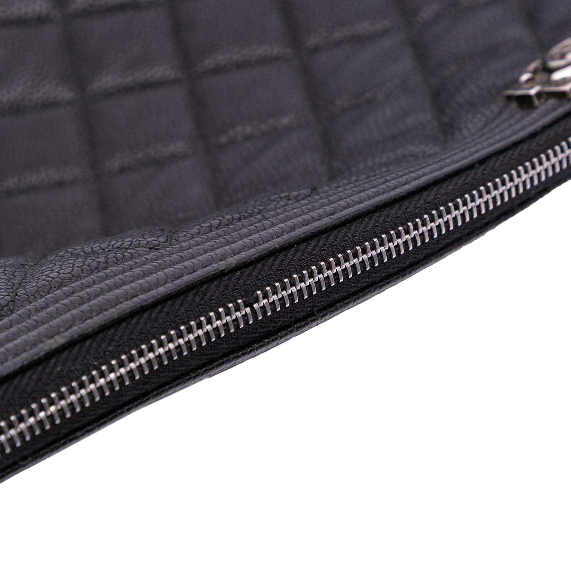 Chanel Large Quilted Caviar Boy O Case Clutch