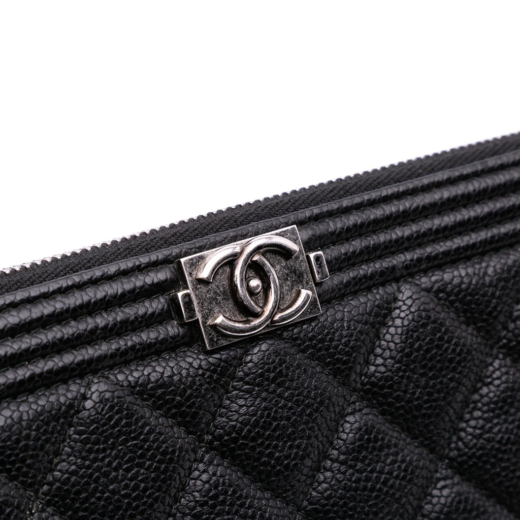 Chanel Large Quilted Caviar Boy O Case Clutch